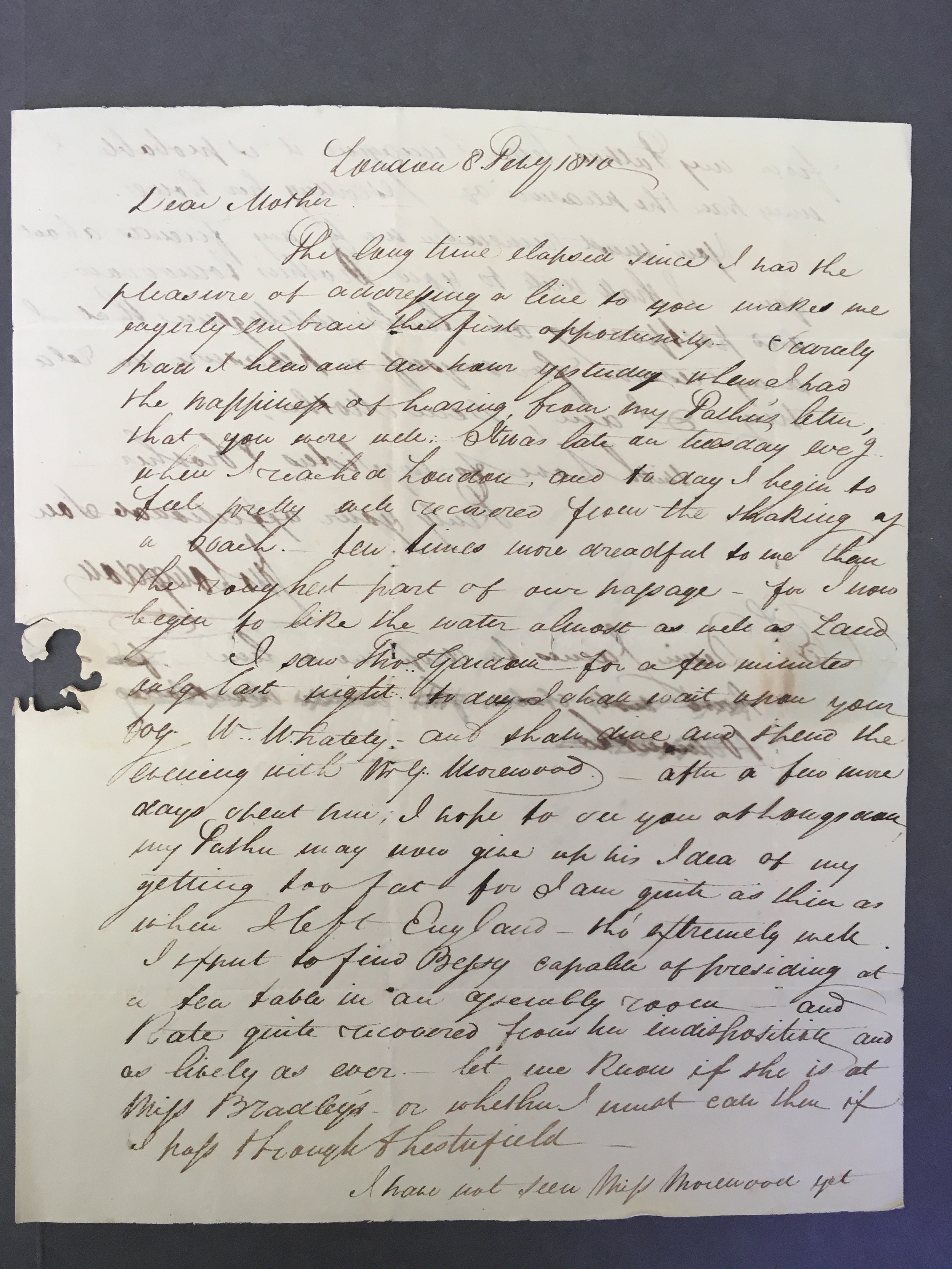 Image #1 of letter: John Longsdon to Elizabeth Longsdon (snr), 8 February 1810