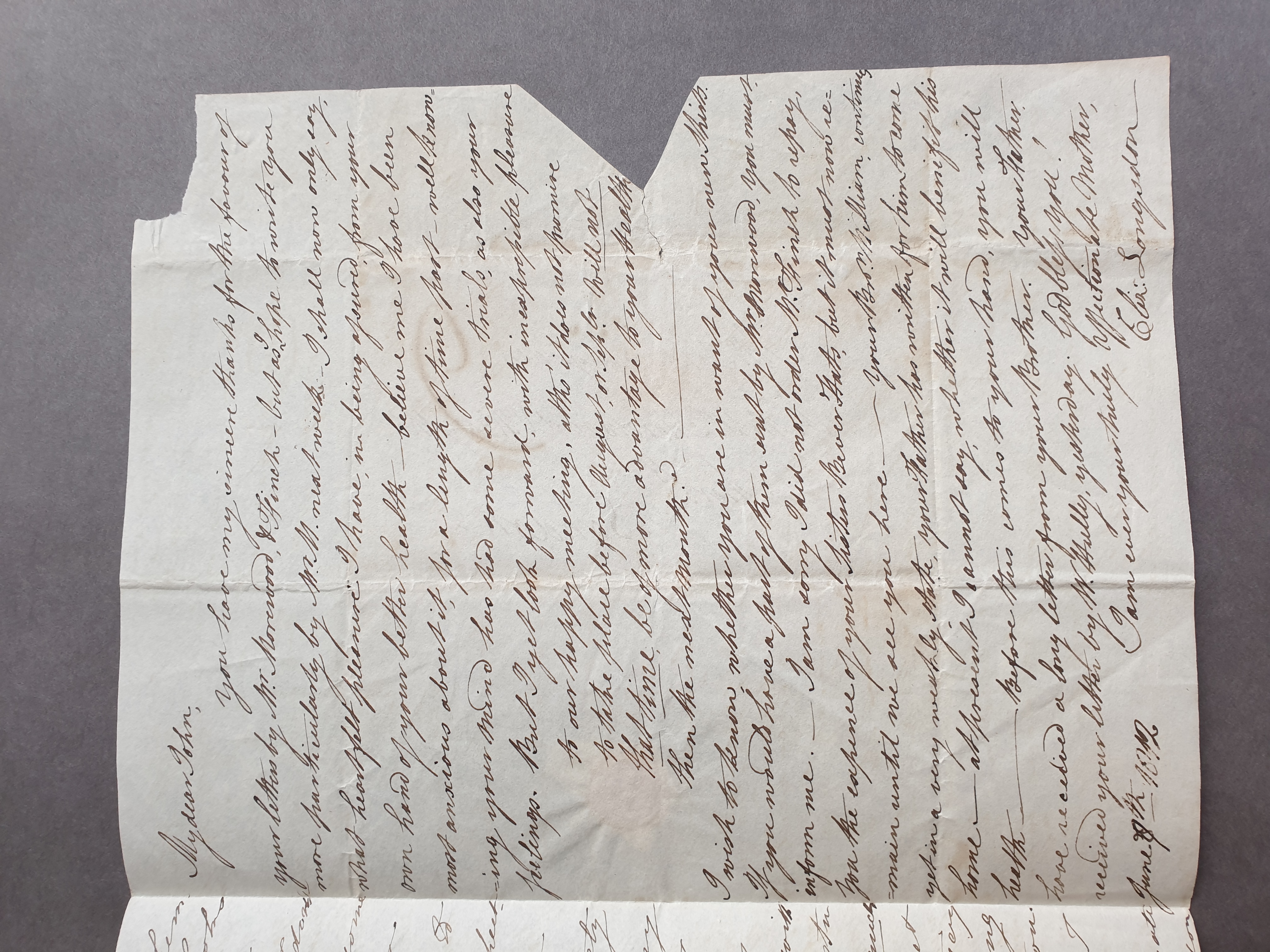 Image #3 of letter: Elizabeth Longsdon (jnr) and Elizabeth Longsdon (snr) to John Longsdon, 17 June 1812