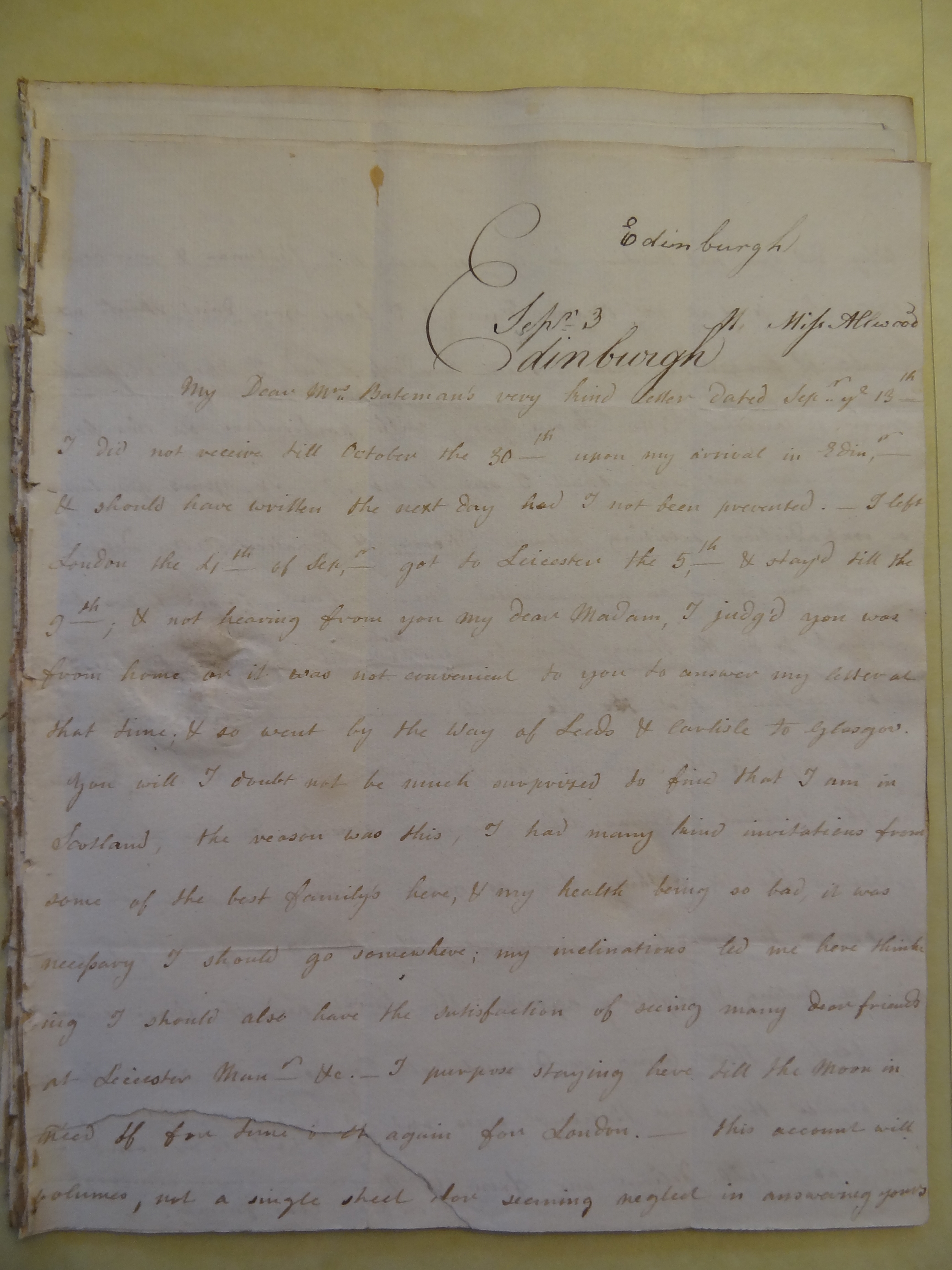Image #1 of letter: Anna Allwood to Rebekah Bateman, 3 September 178?
