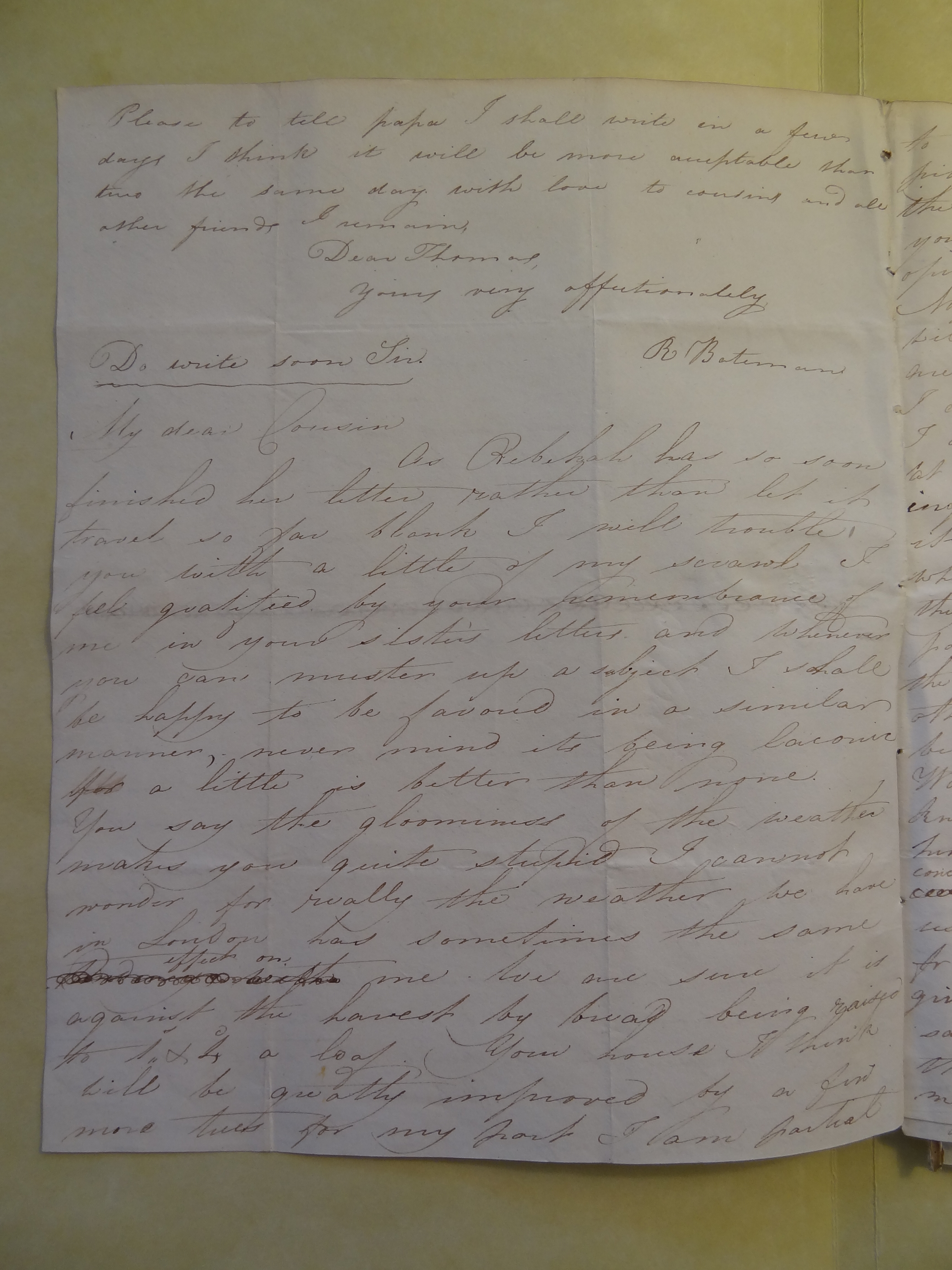Image #2 of letter: Rebekah Hope and Rebekah Stratten to Thomas Bateman Junior, 25 September 1809
