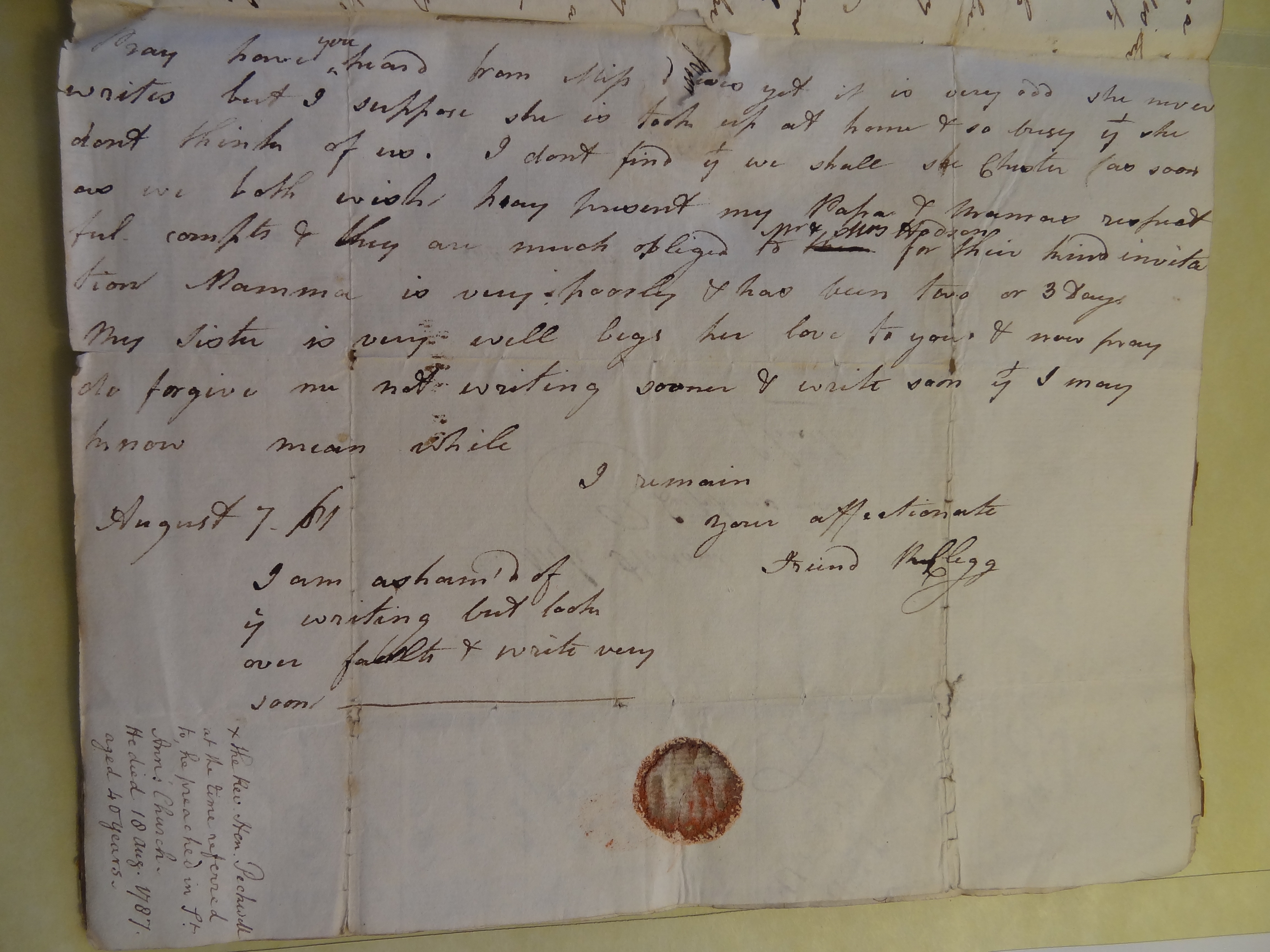 Image #3 of letter: Rebekah Bateman to Mary Jane Hodson, 7 August 1781