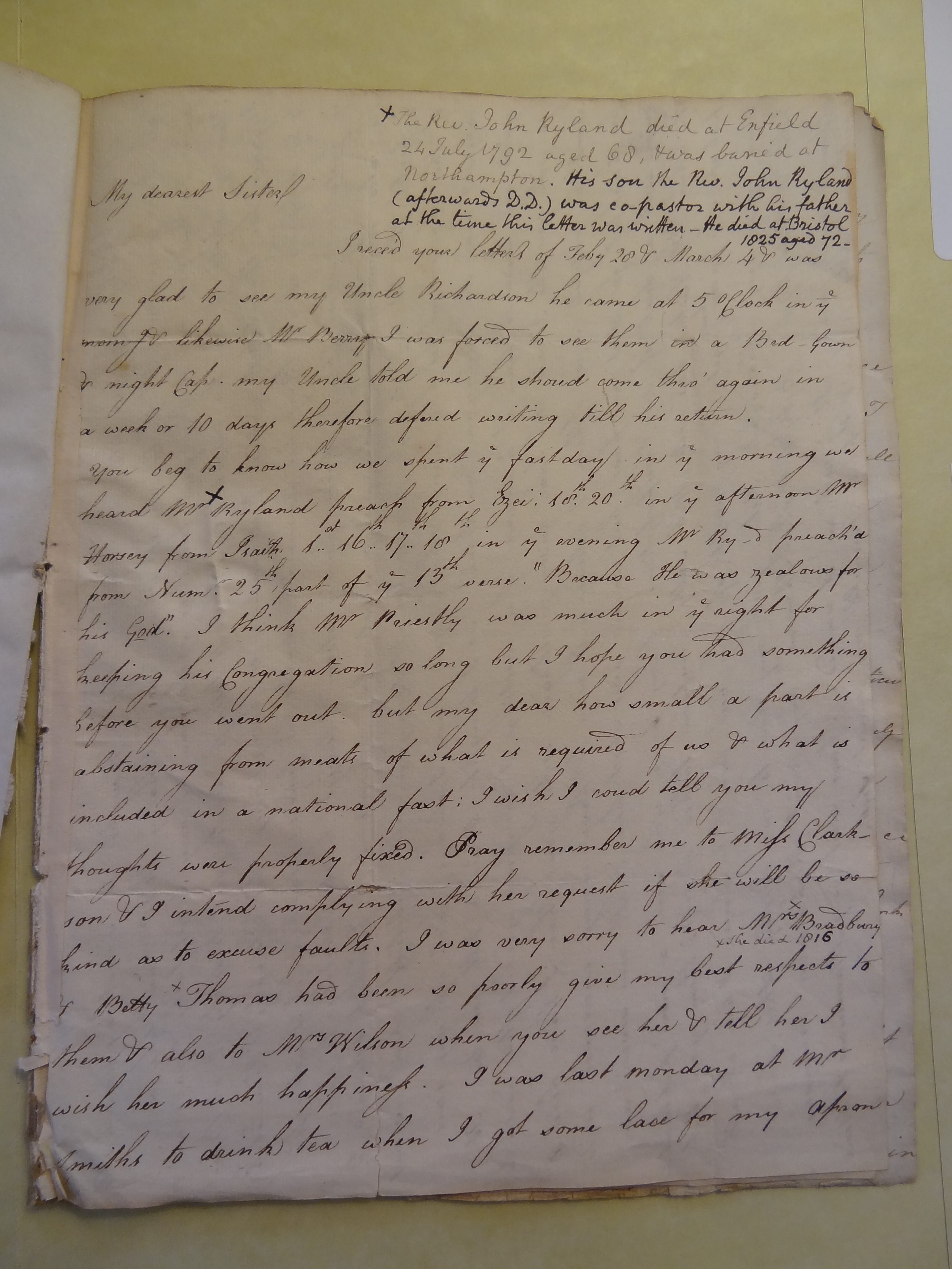Image #1 of letter: Rebekah Bateman to Elizabeth Wilson, 1 March 1781
