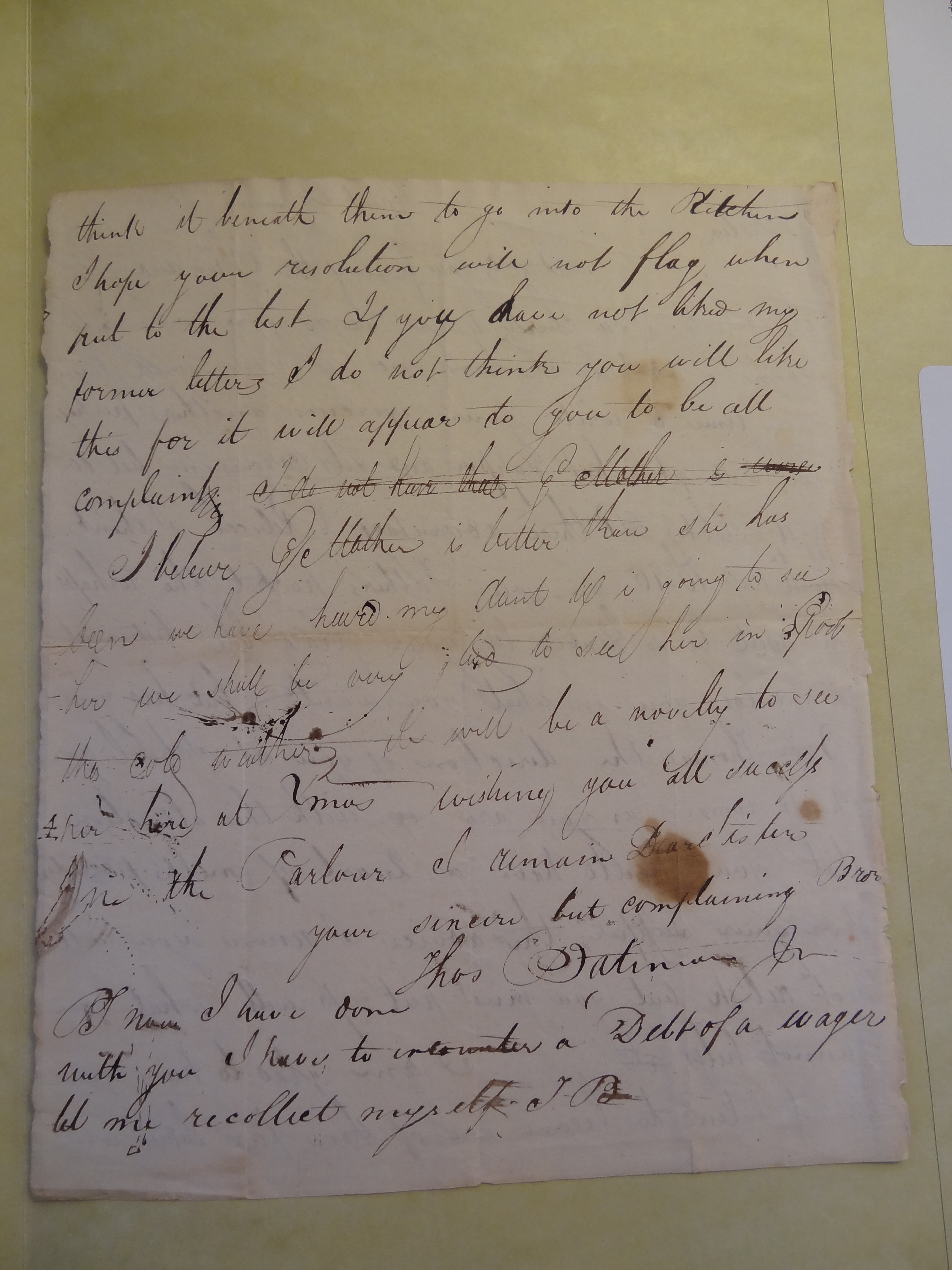 Image #2 of letter: Thomas Bateman (junior) to Rebekah Hope, January 1810
