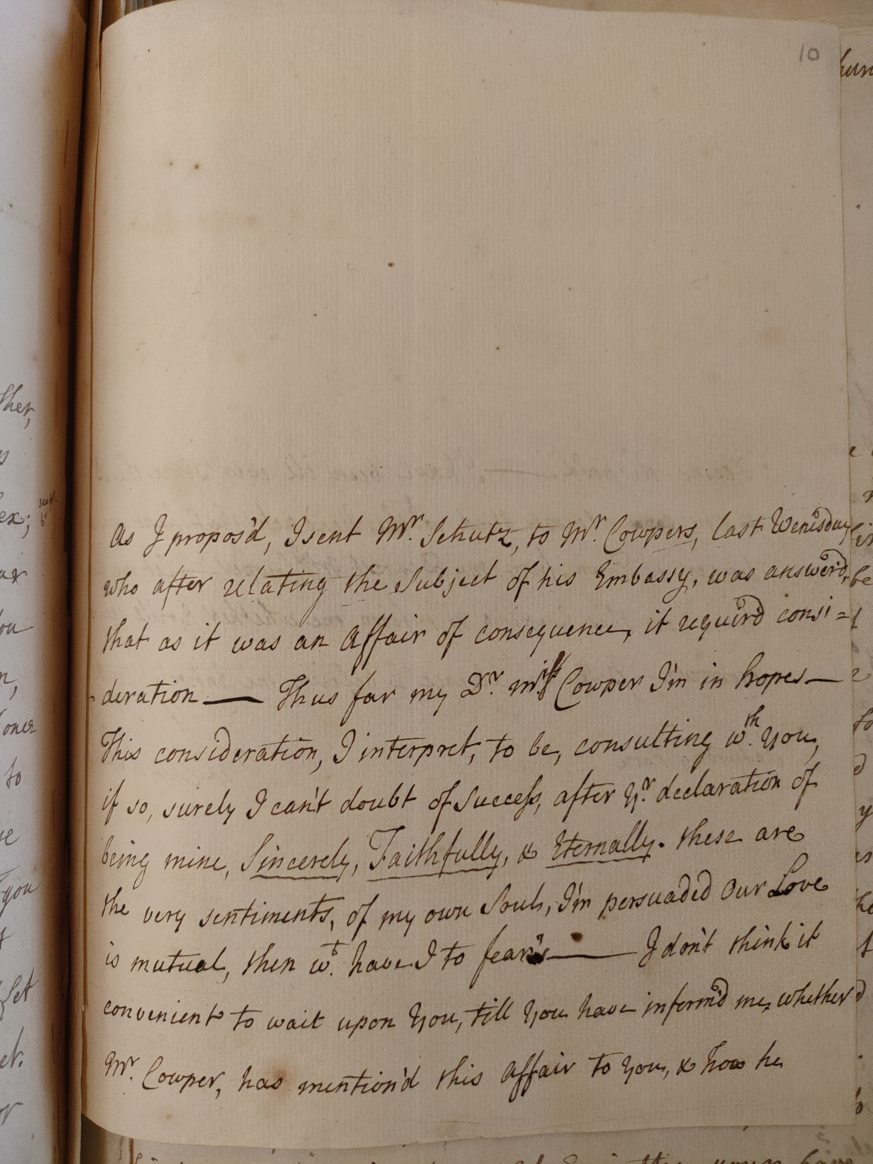 Image #1 of letter: Martin Madan to Judith Cowper, 1723