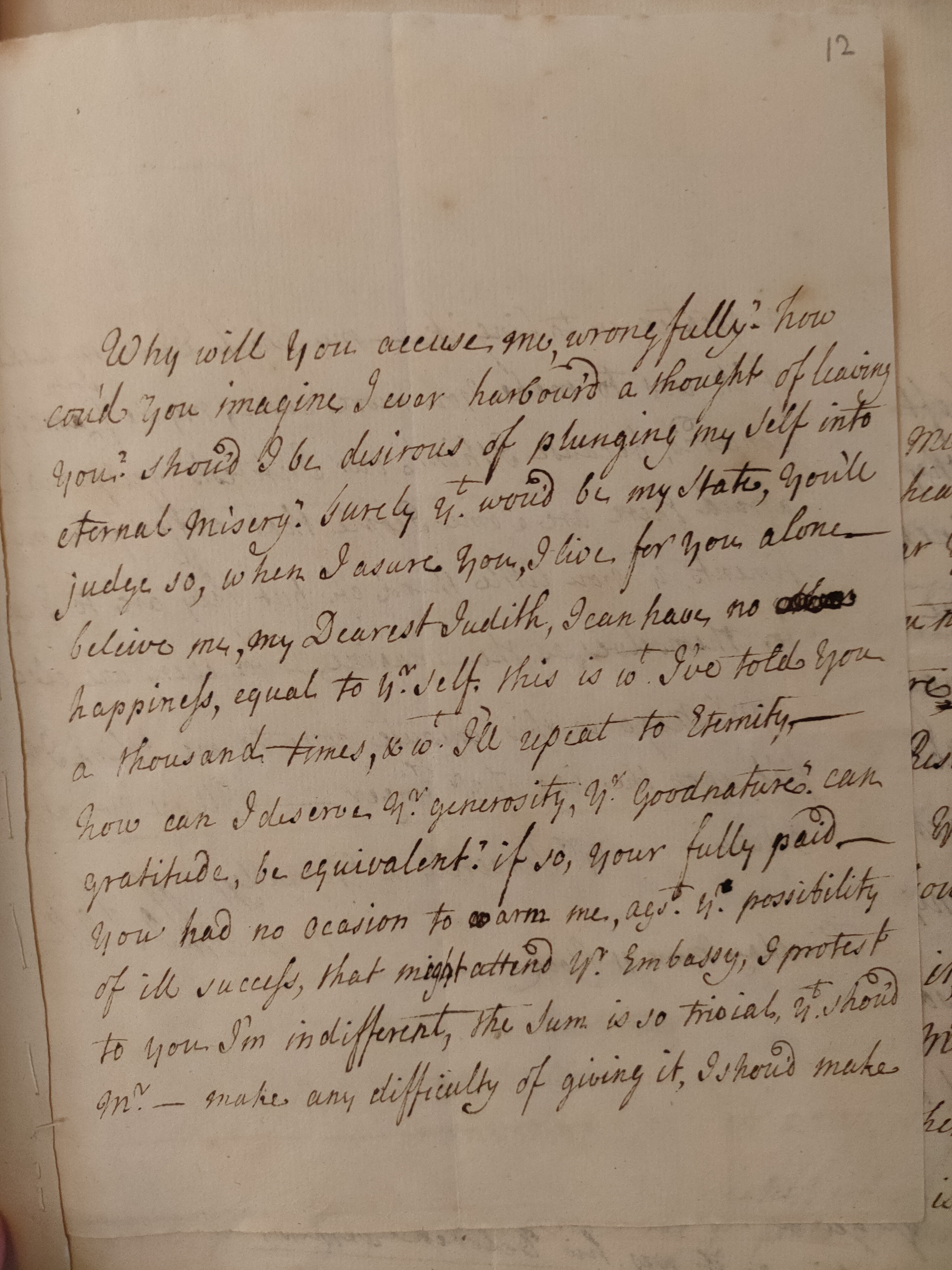 Image #1 of letter: Martin Madan to Judith Cowper