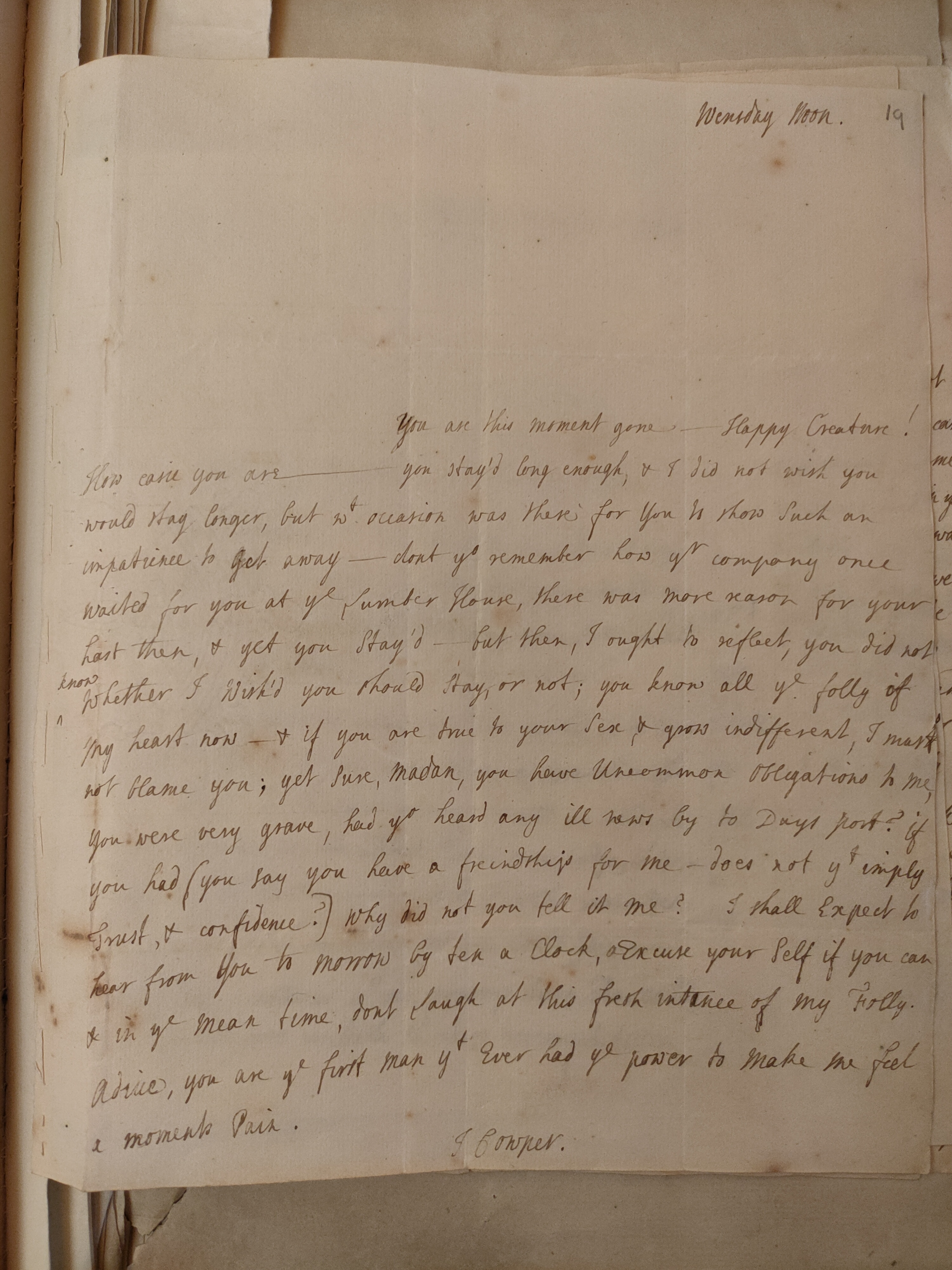 Image #1 of letter: Judith Cowper to Martin Madan