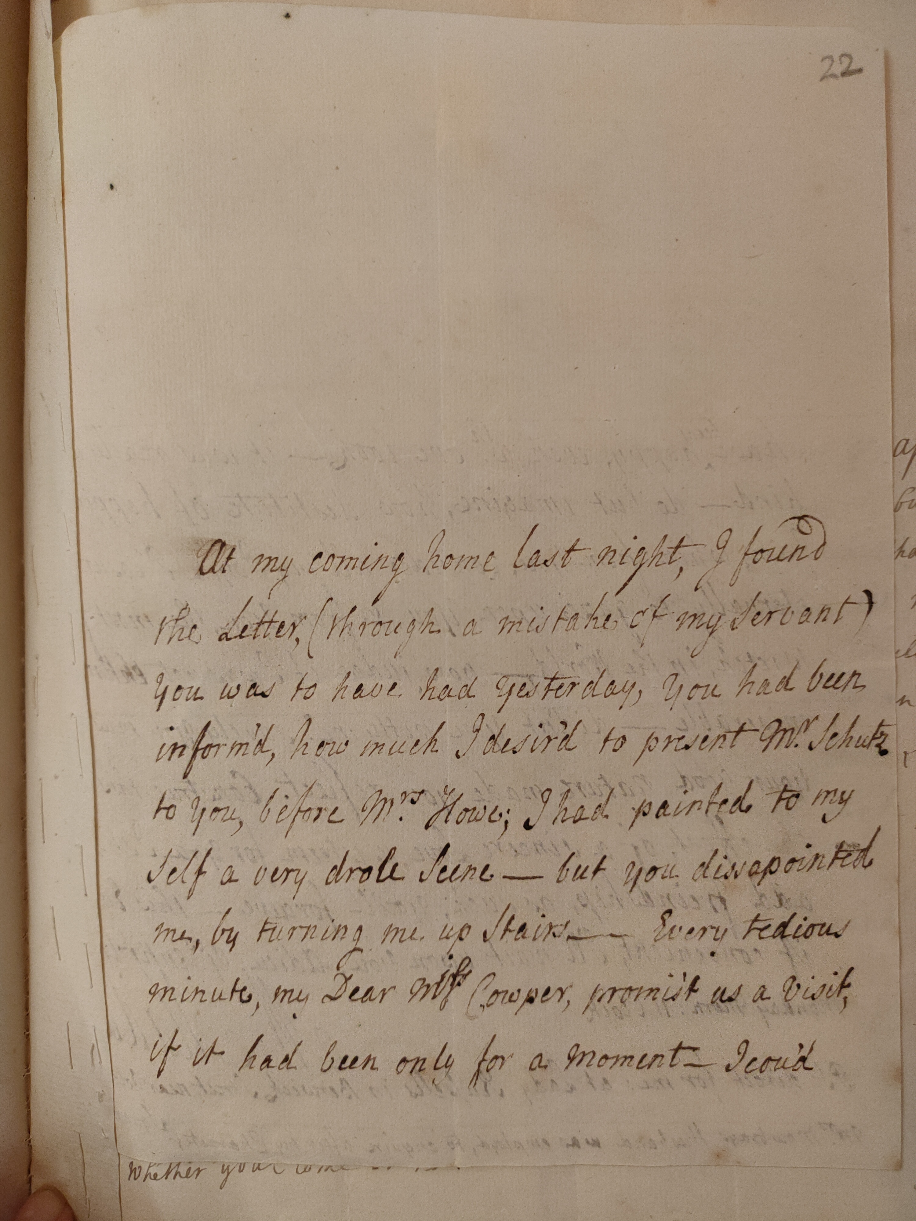 Image #1 of letter: Martin Madan to Judith Cowper