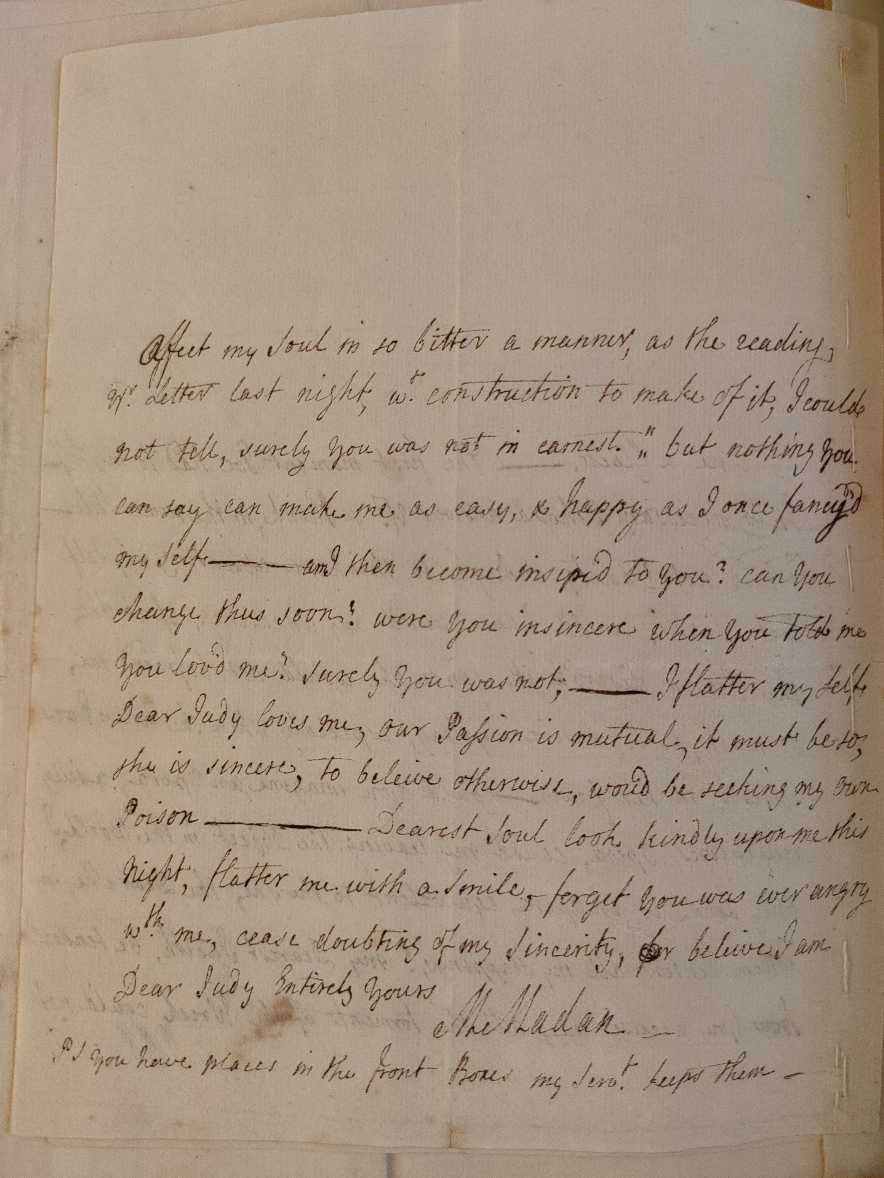 Image #2 of letter: Martin Madan to Judith Cowper, 1723