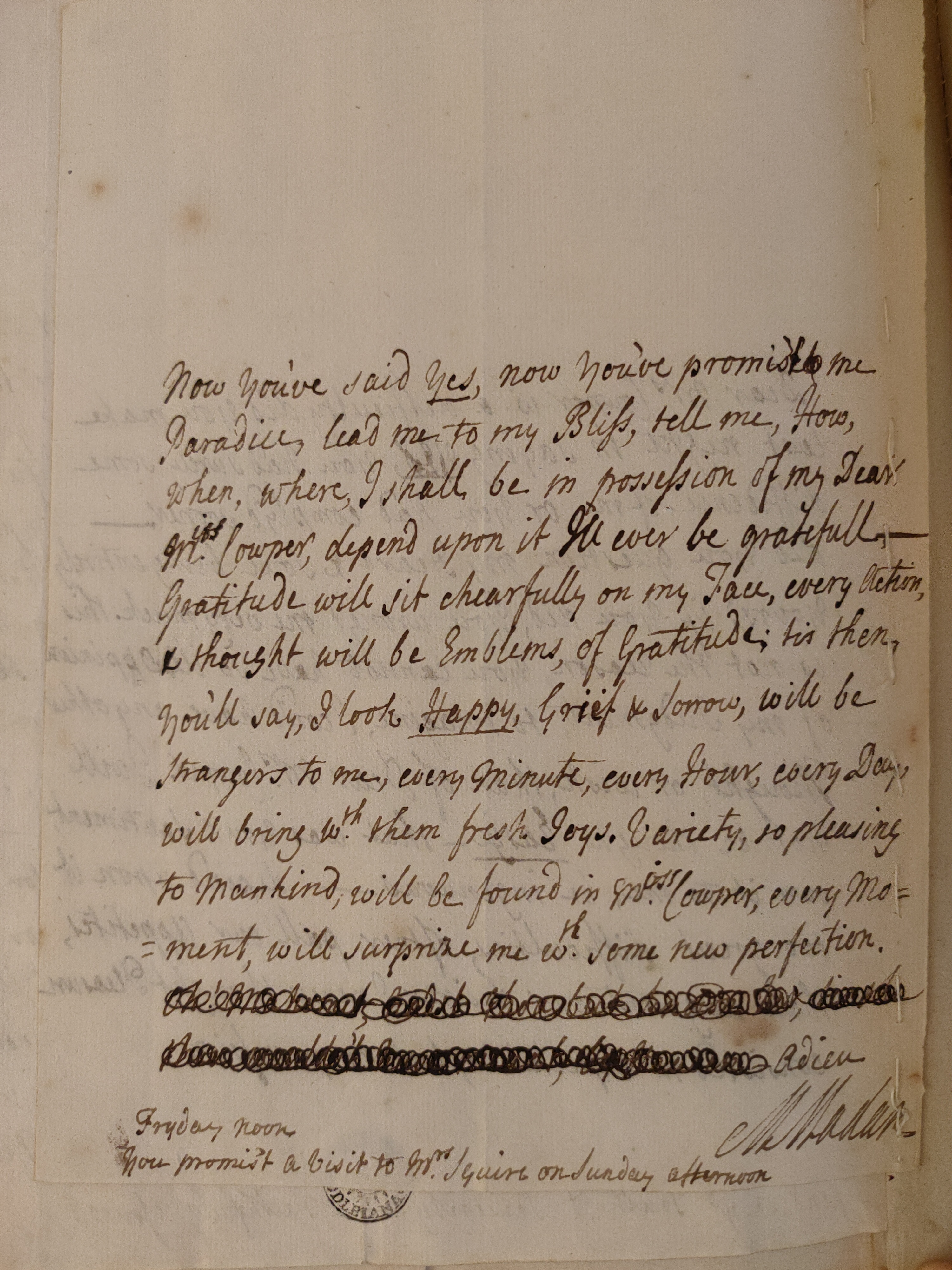 Image #2 of letter: Martin Madan to Judith Cowper, 1723