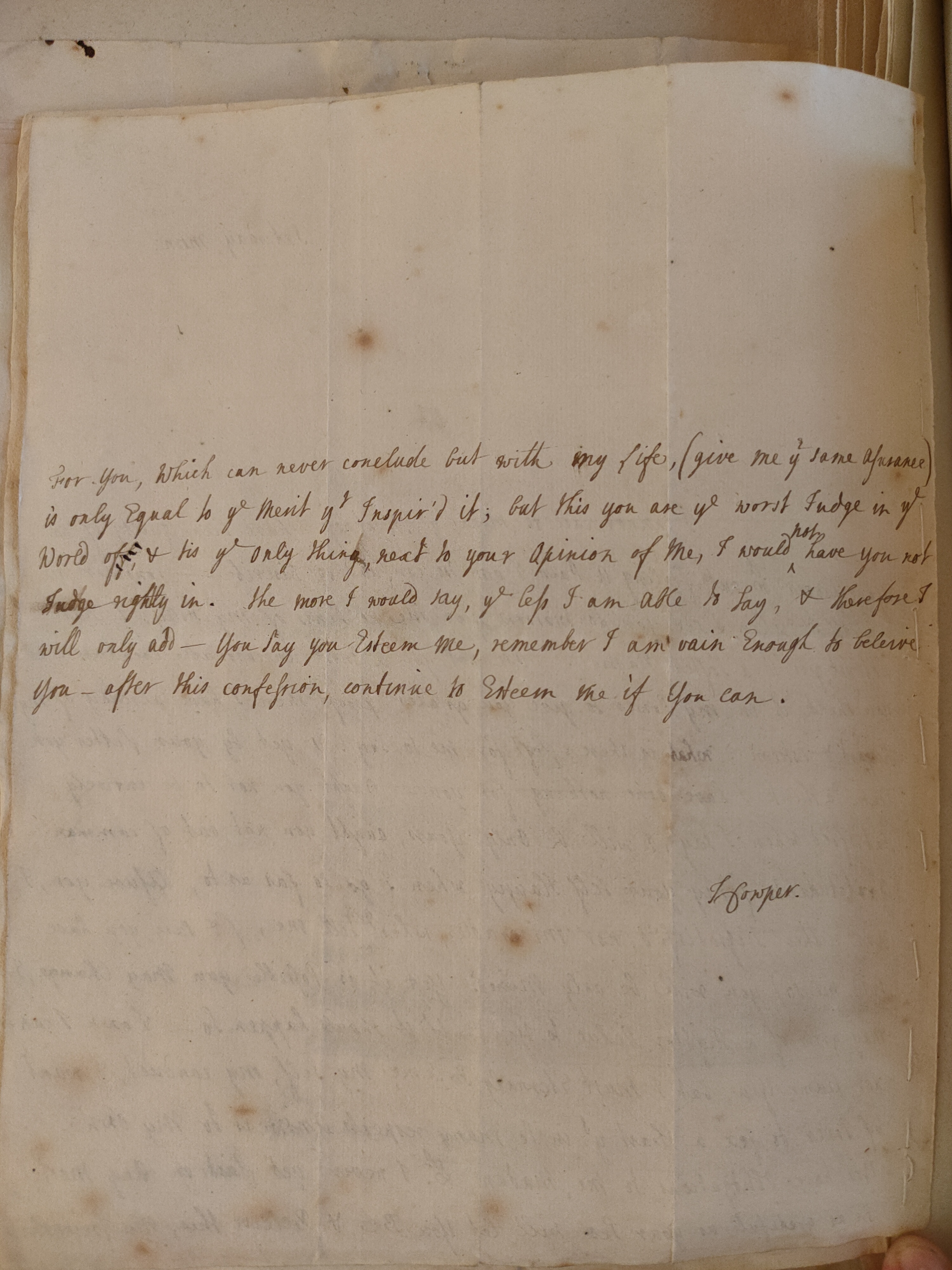 Image #2 of letter: Judith Cowper to Martin Madan, 1723