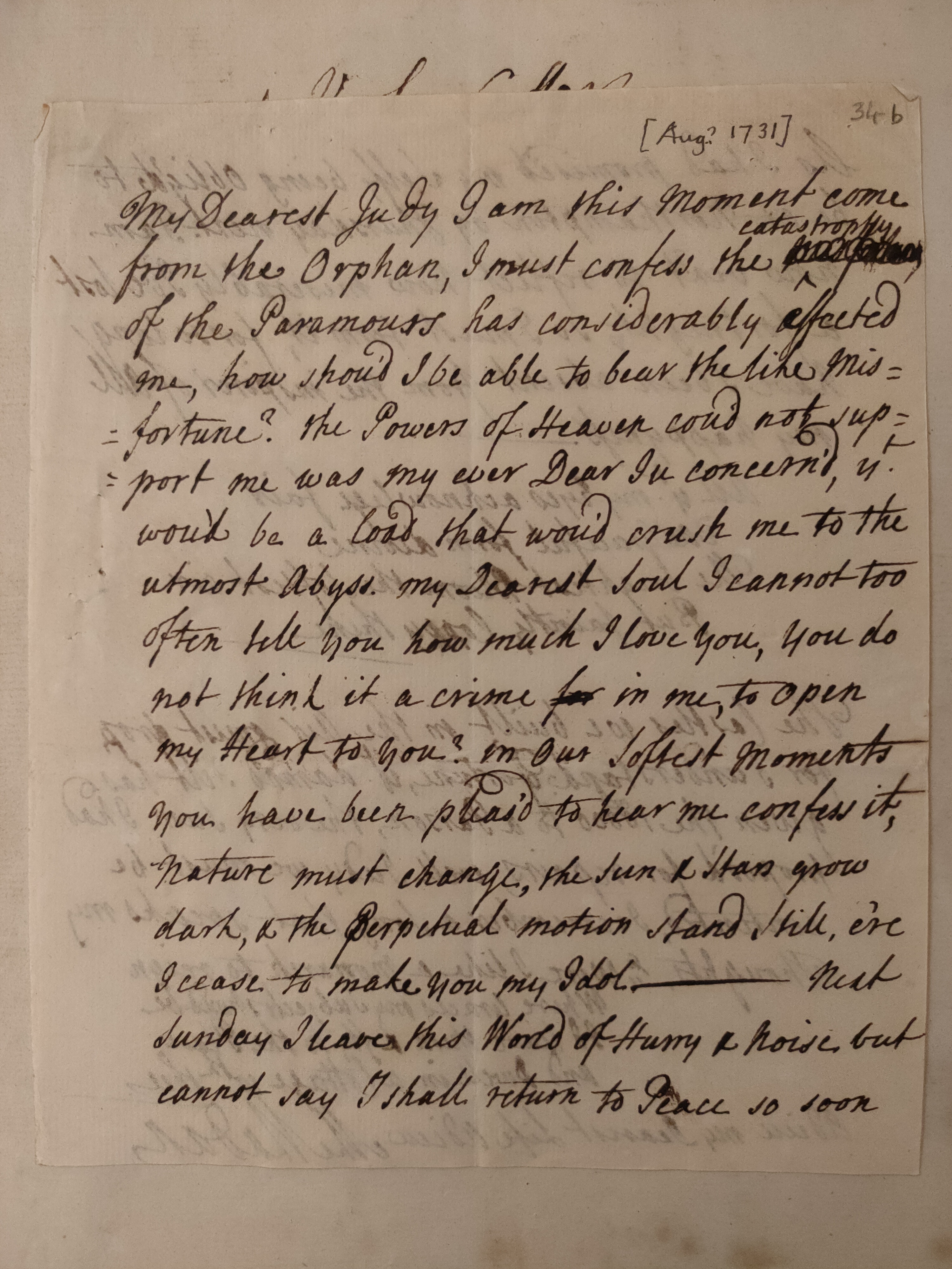 Image #1 of letter: Martin Madan to Judith Cowper, August 1731