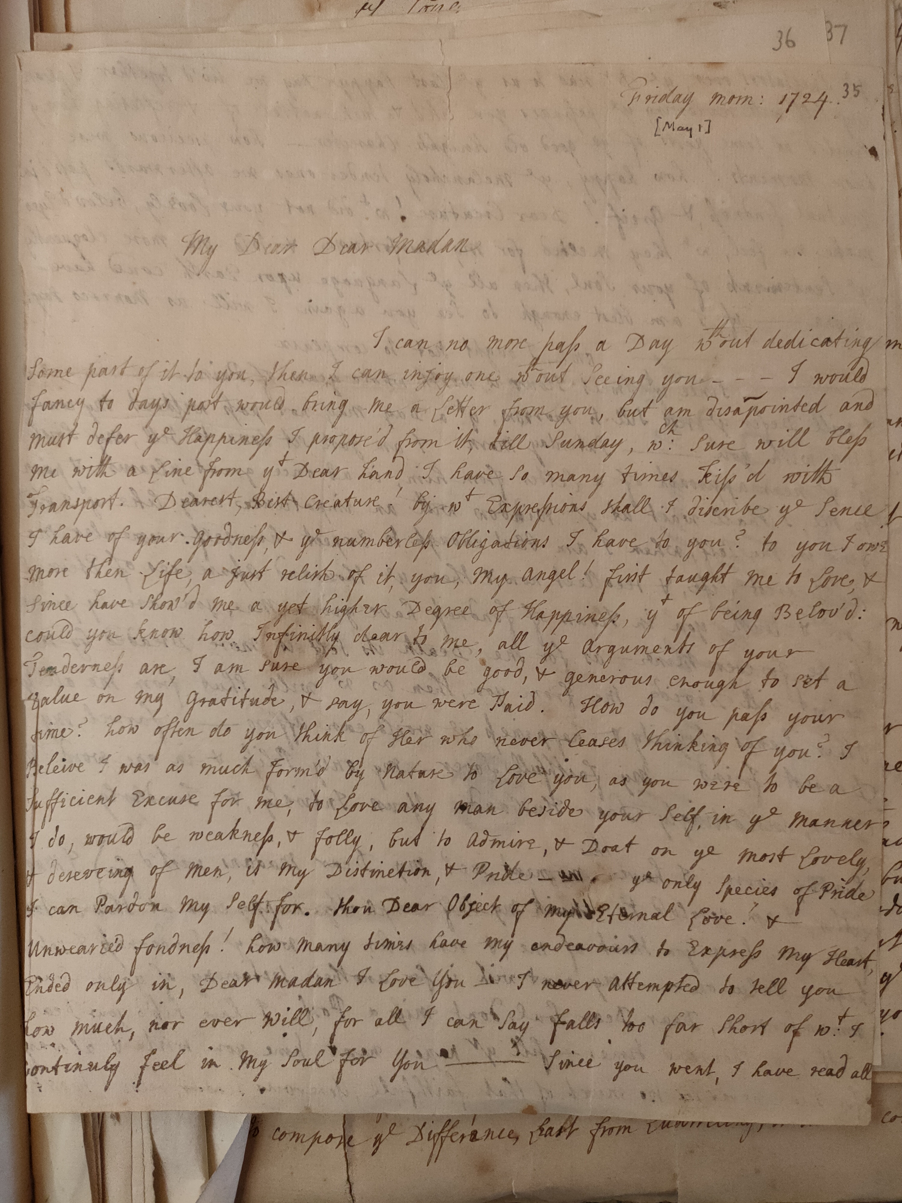 Image #1 of letter: Judith Madan to Martin Madan, 1724