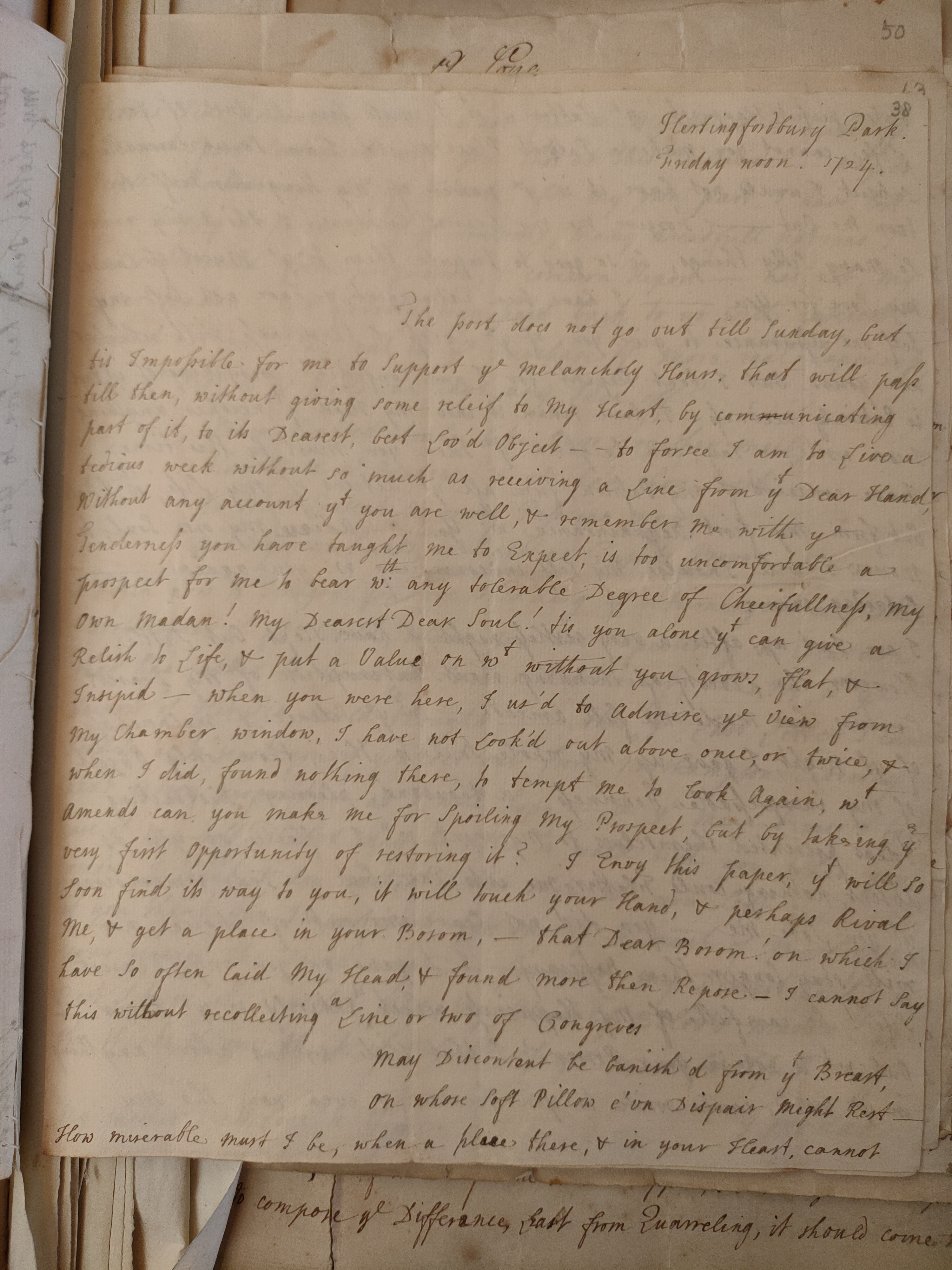 Image #1 of letter: Judith Madan to Martin Madan, 1724