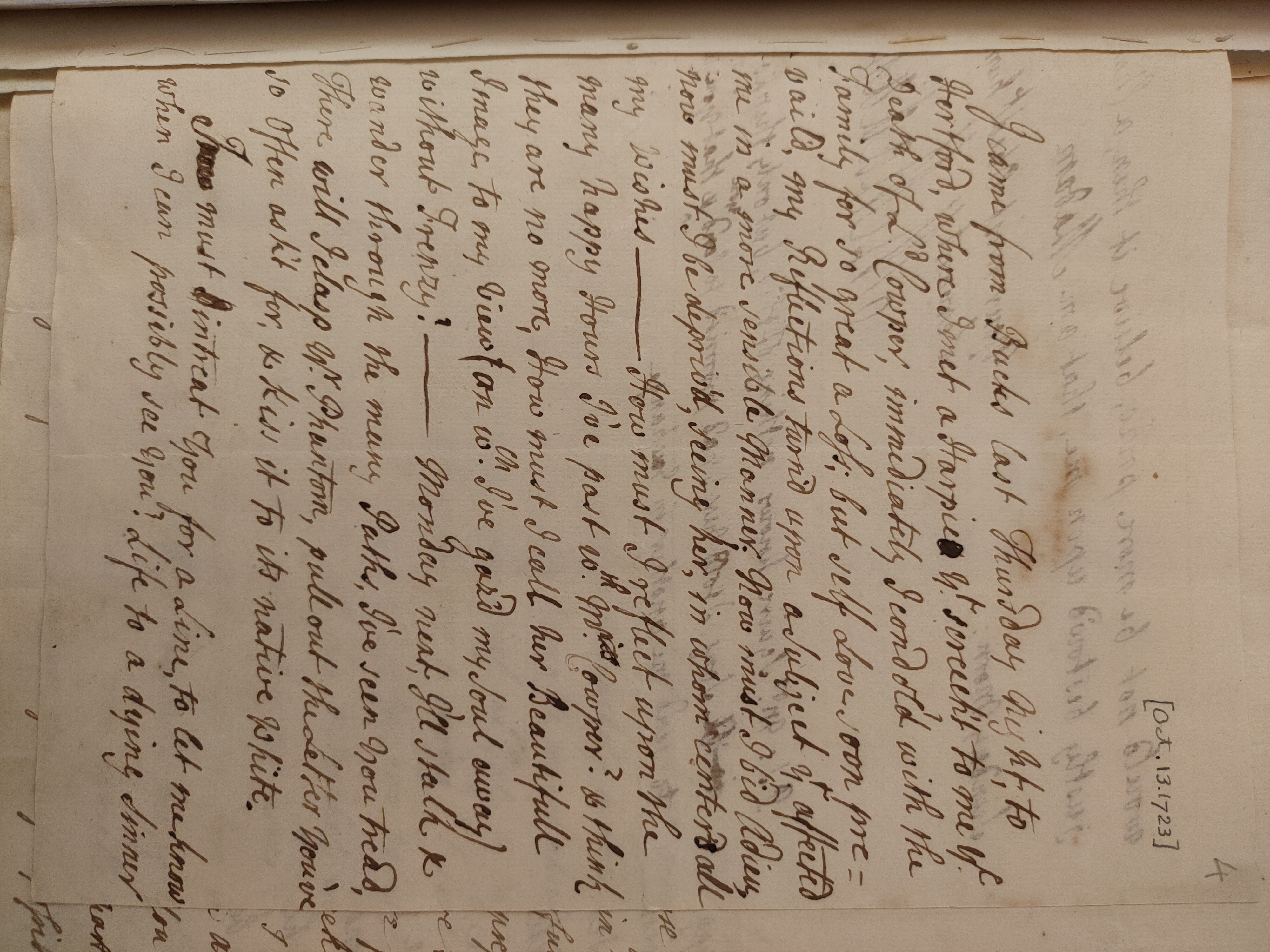 Image #1 of letter: Martin Madan to Judith Cowper, 13 October 1723