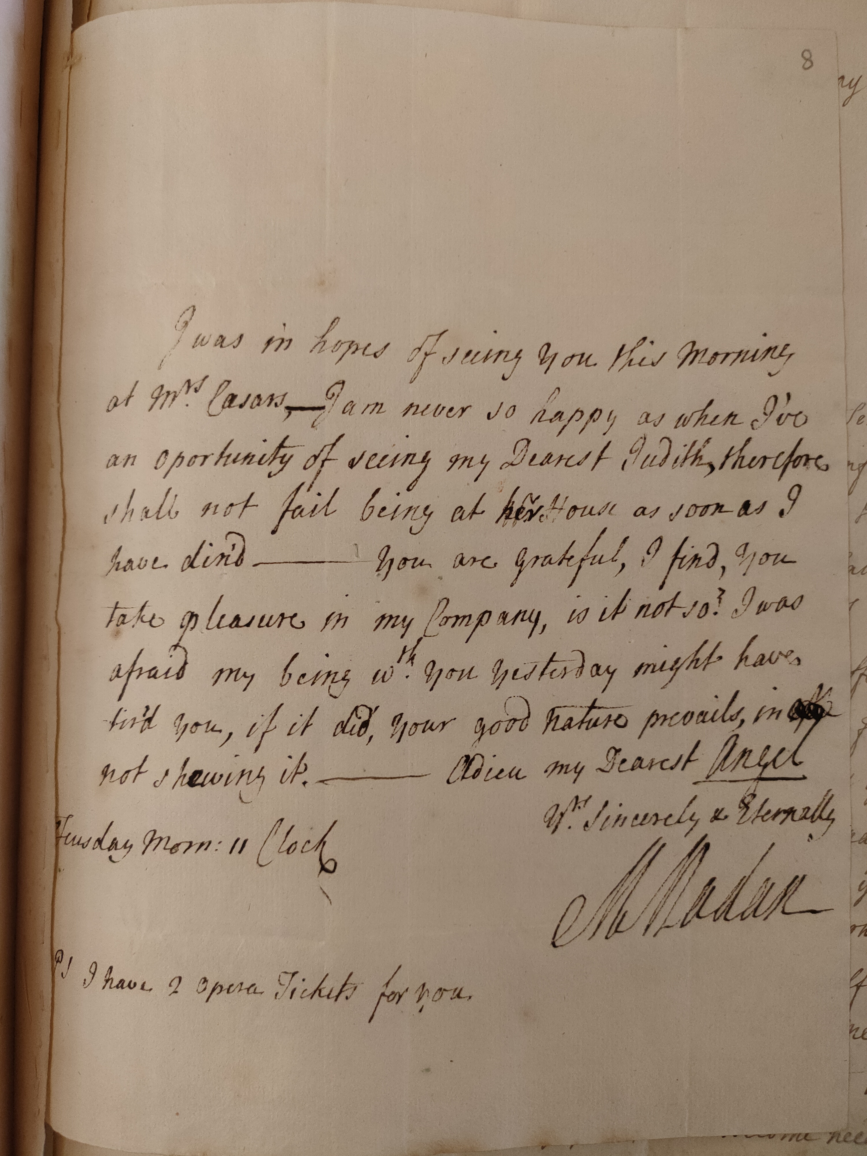 Image #1 of letter: Martin Madan to Judith Cowper