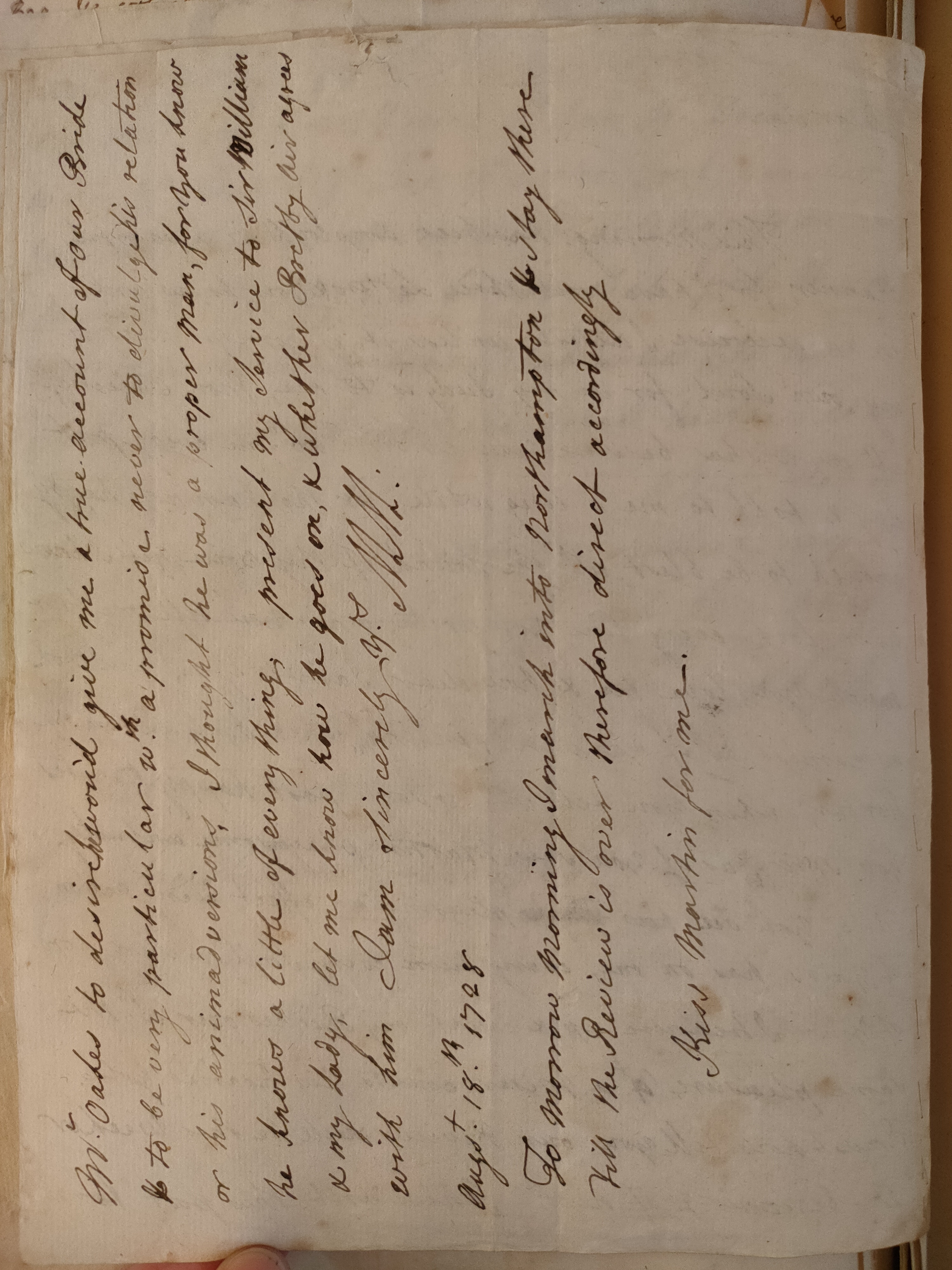 Image #2 of letter: Martin Madan to Judith Madan, 18 August, 1728