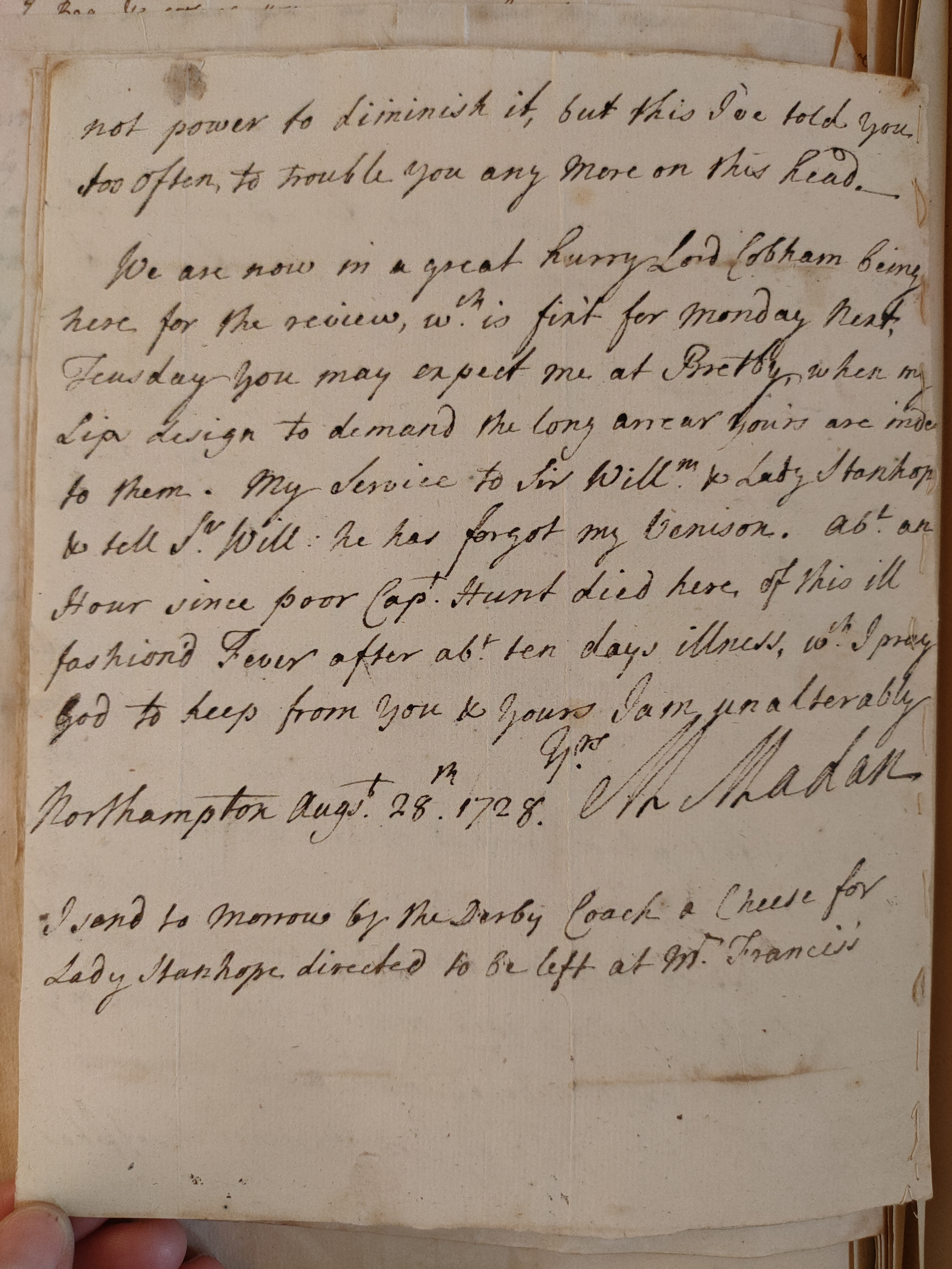 Image #2 of letter: Martin Madan to Judith Madan, 28 August 1728