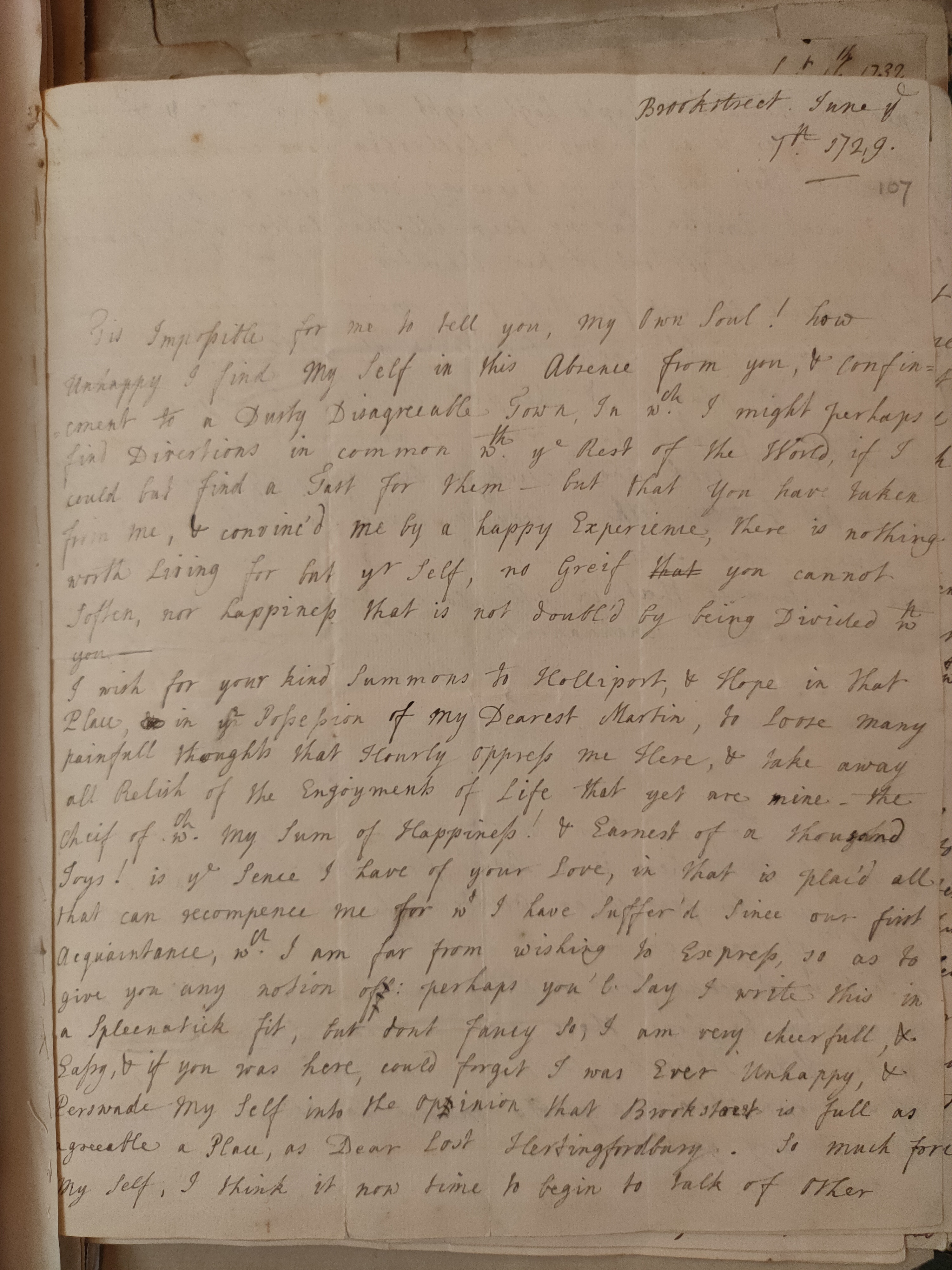 Image #1 of letter: Judith Madan to Martin Madan, 7 June 1729