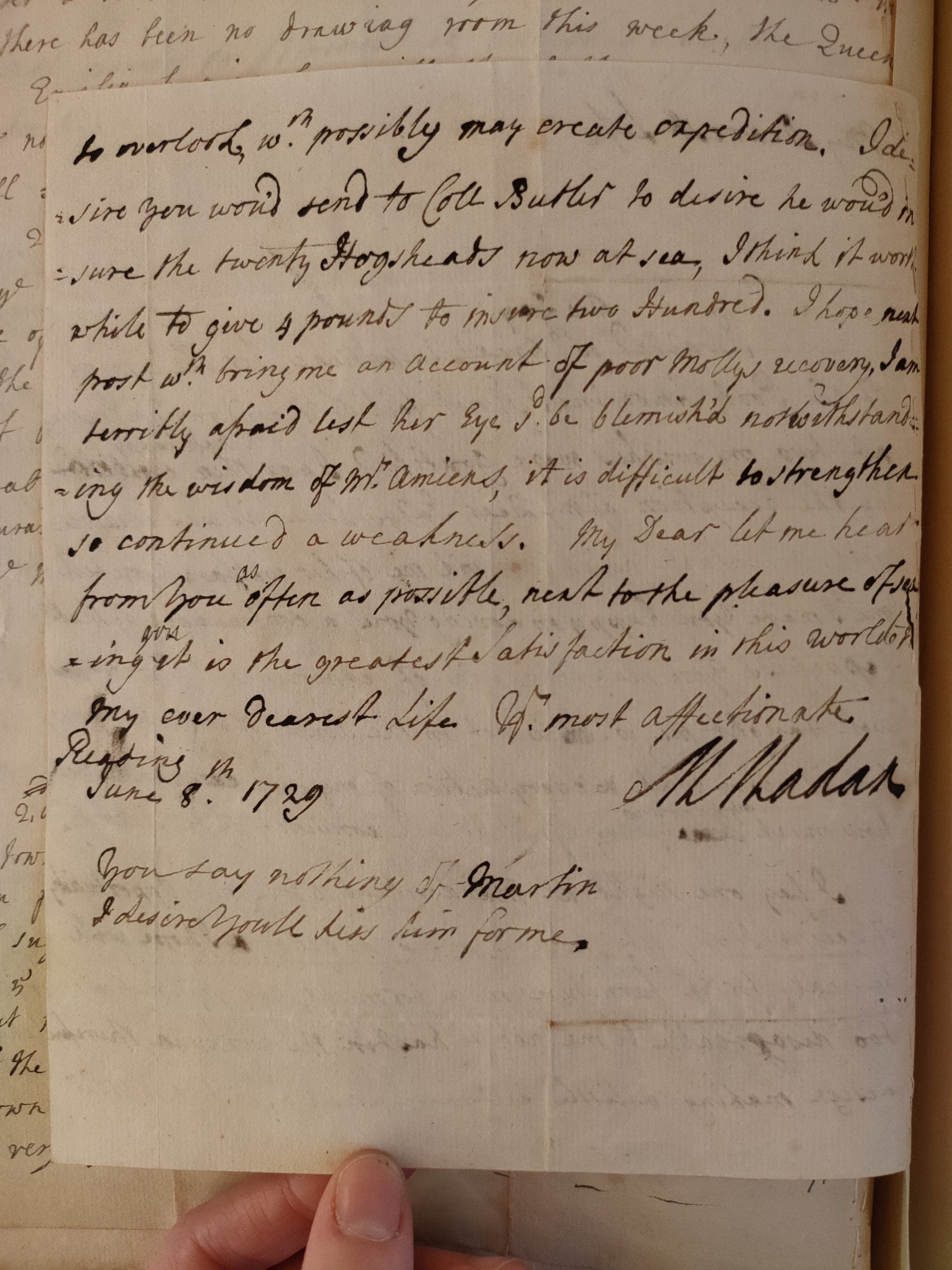Image #2 of letter: Martin Madan to Judith Madan, 8 June 1729