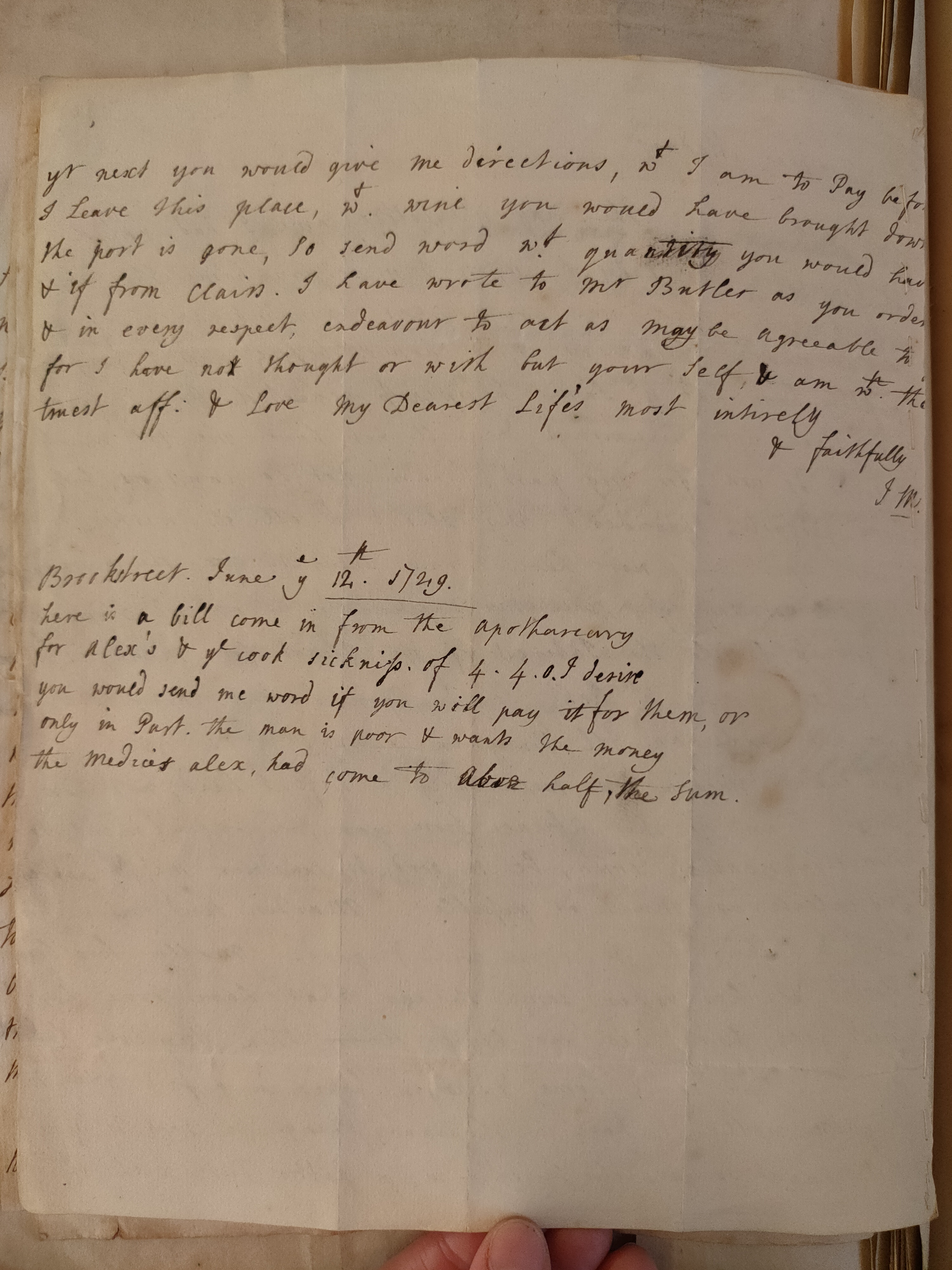 Image #2 of letter: Judith Madan to Martin Madan, 12 June 1729