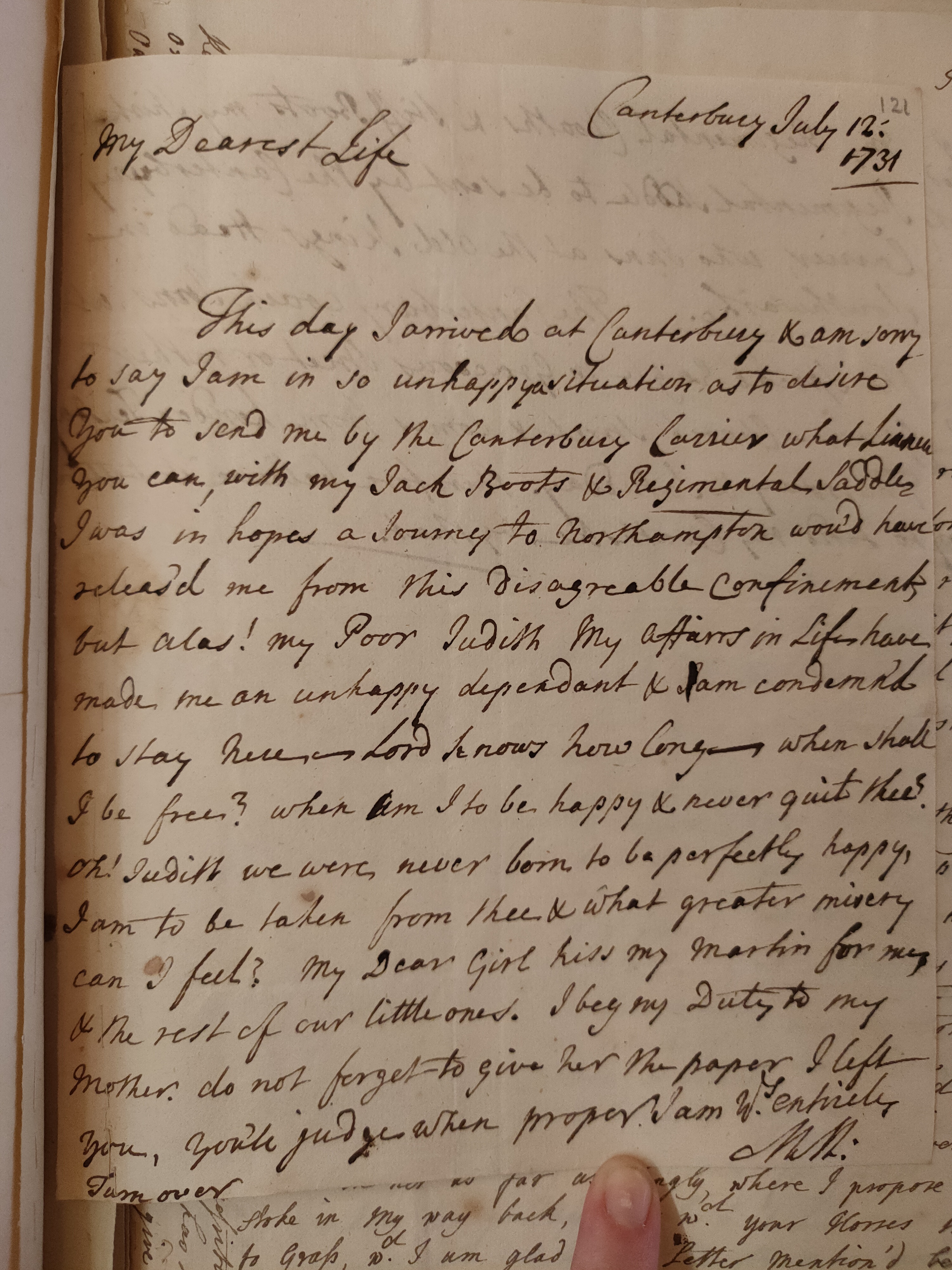 Image #1 of letter: Martin Madan to Judith Madan, 12 July 1731