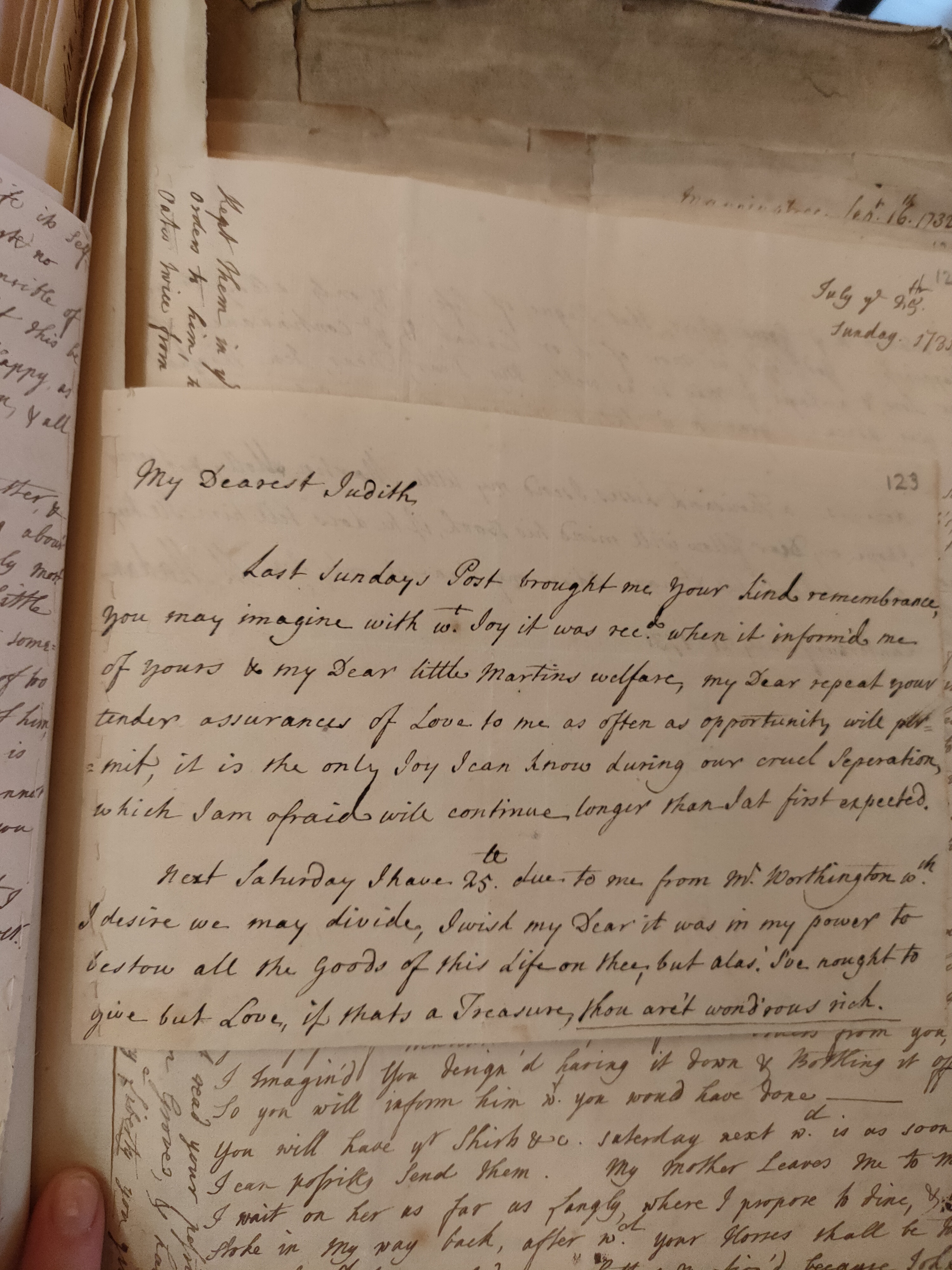 Image #1 of letter: Martin Madan to Judith Madan, 21 July 1731