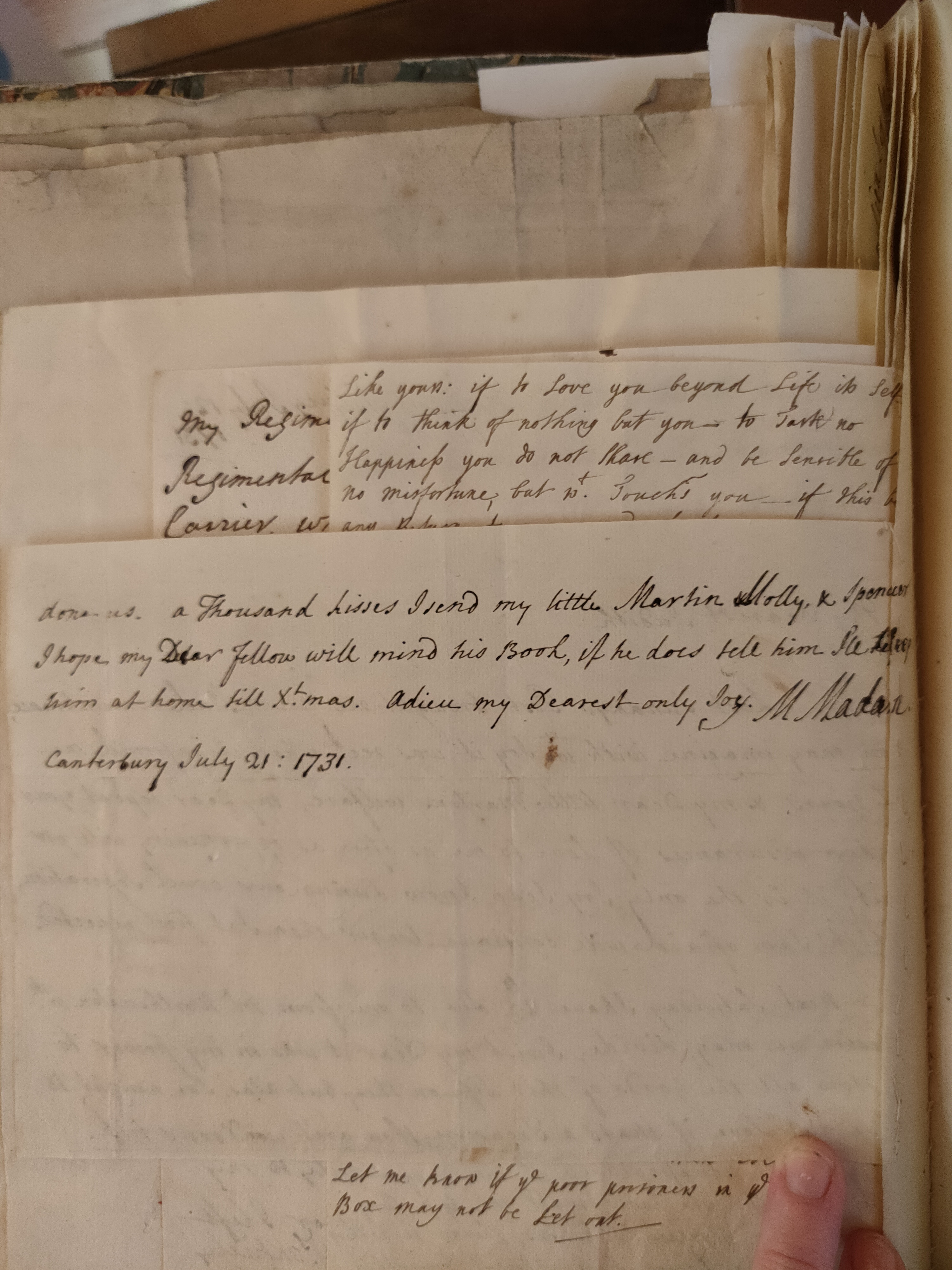 Image #2 of letter: Martin Madan to Judith Madan, 21 July 1731