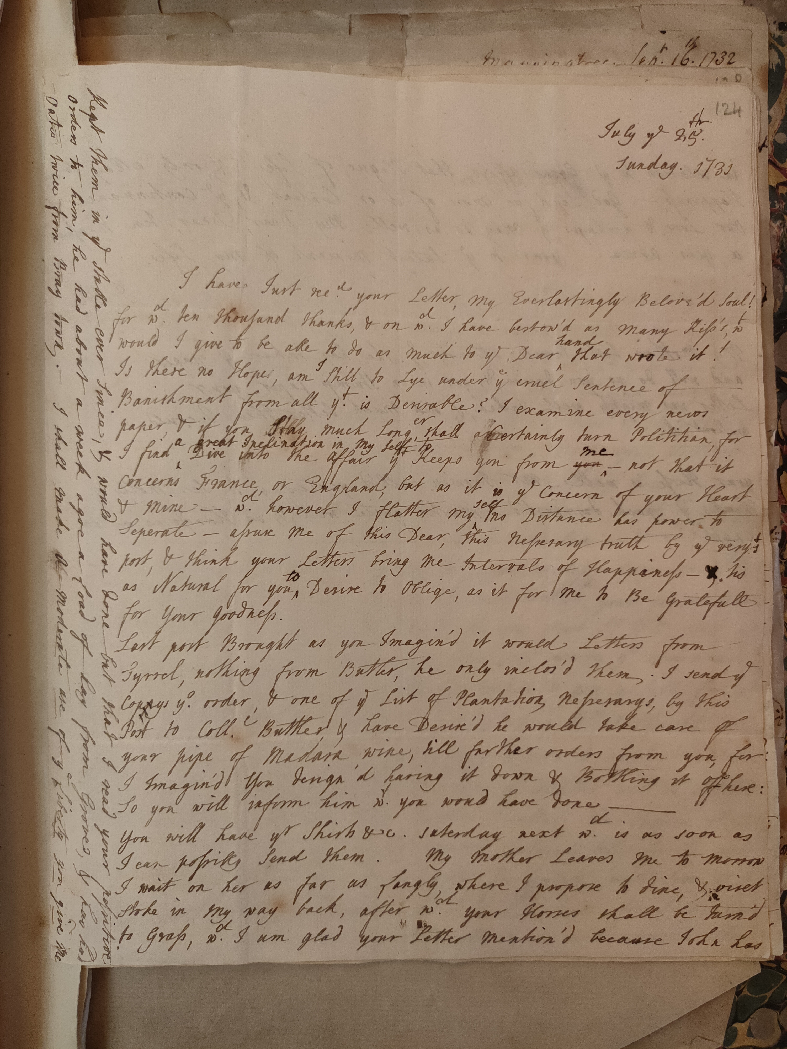 Image #1 of letter: Judith Madan to Martin Madan, 24 July 1731