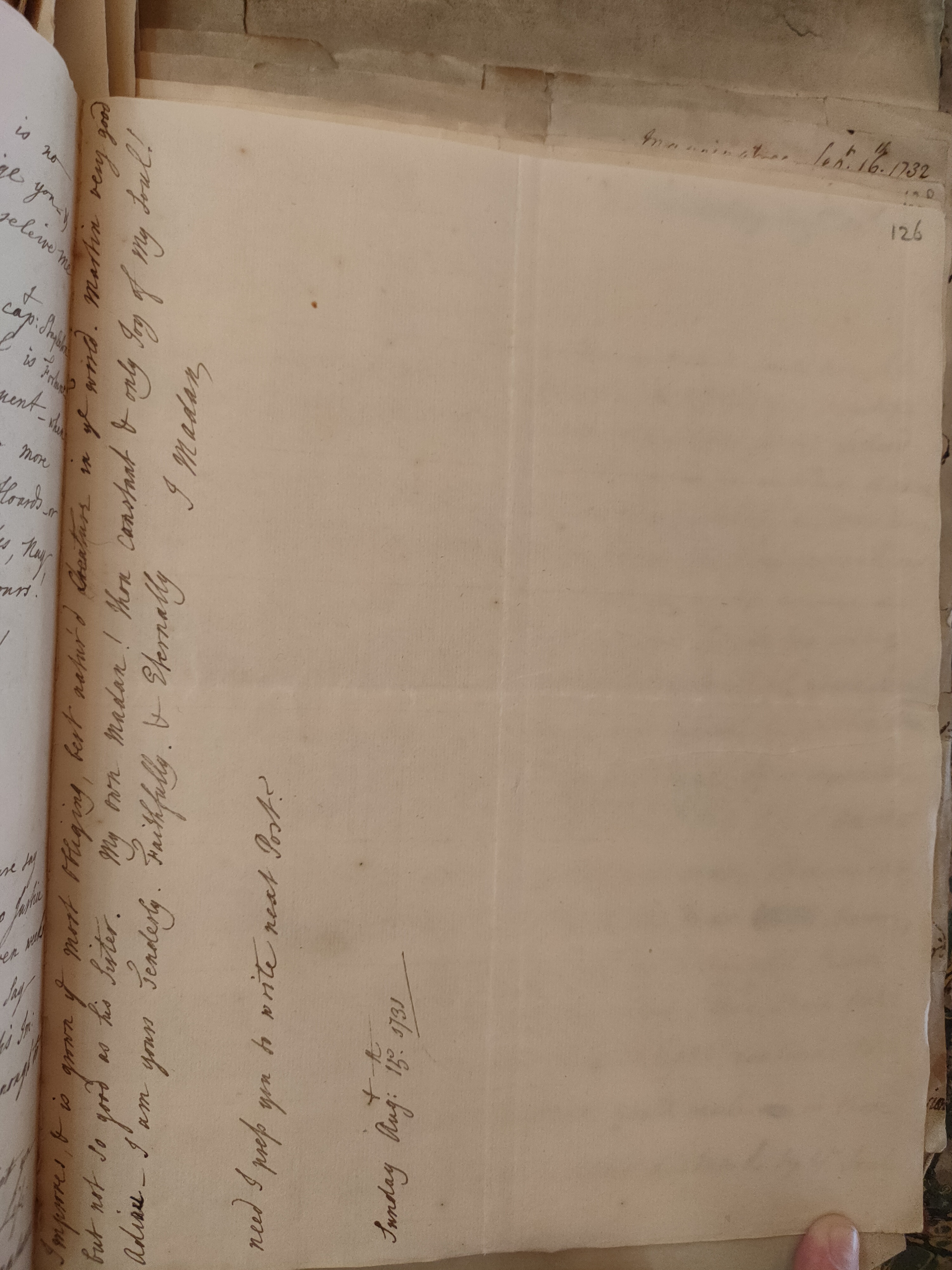 Image #2 of letter: Judith Madan to Martin Madan, 15 August 1731