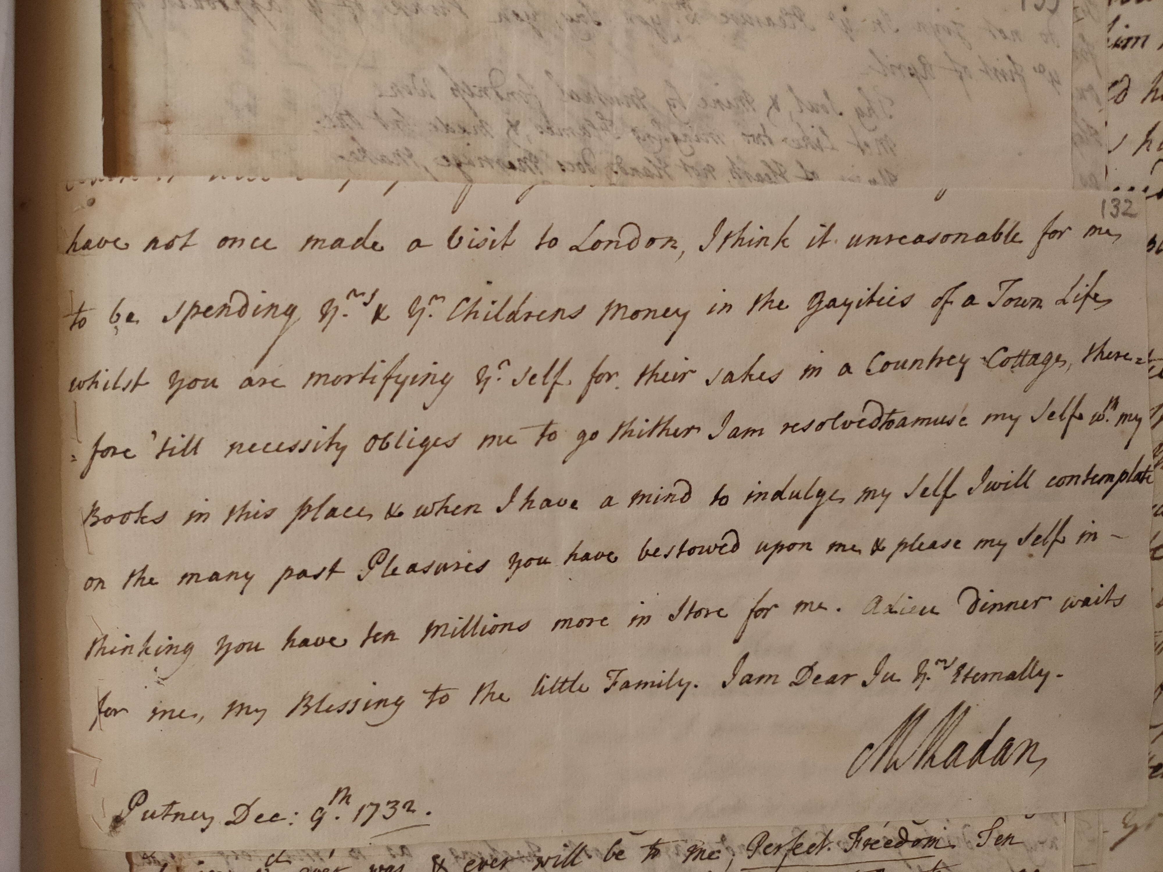 Image #1 of letter: Martin Madan to Judith Madan, 9 December 1732