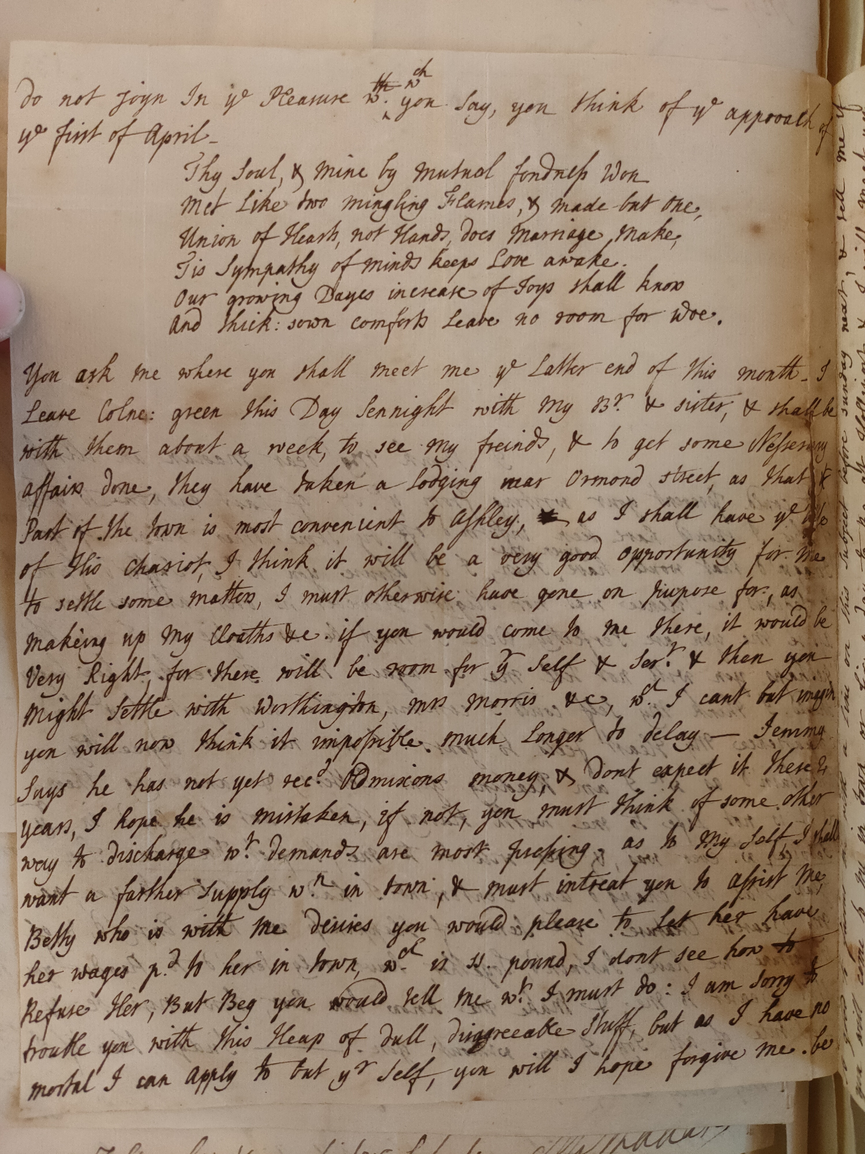 Image #2 of letter: Judith Madan to Martin Madan, 10 March 1734