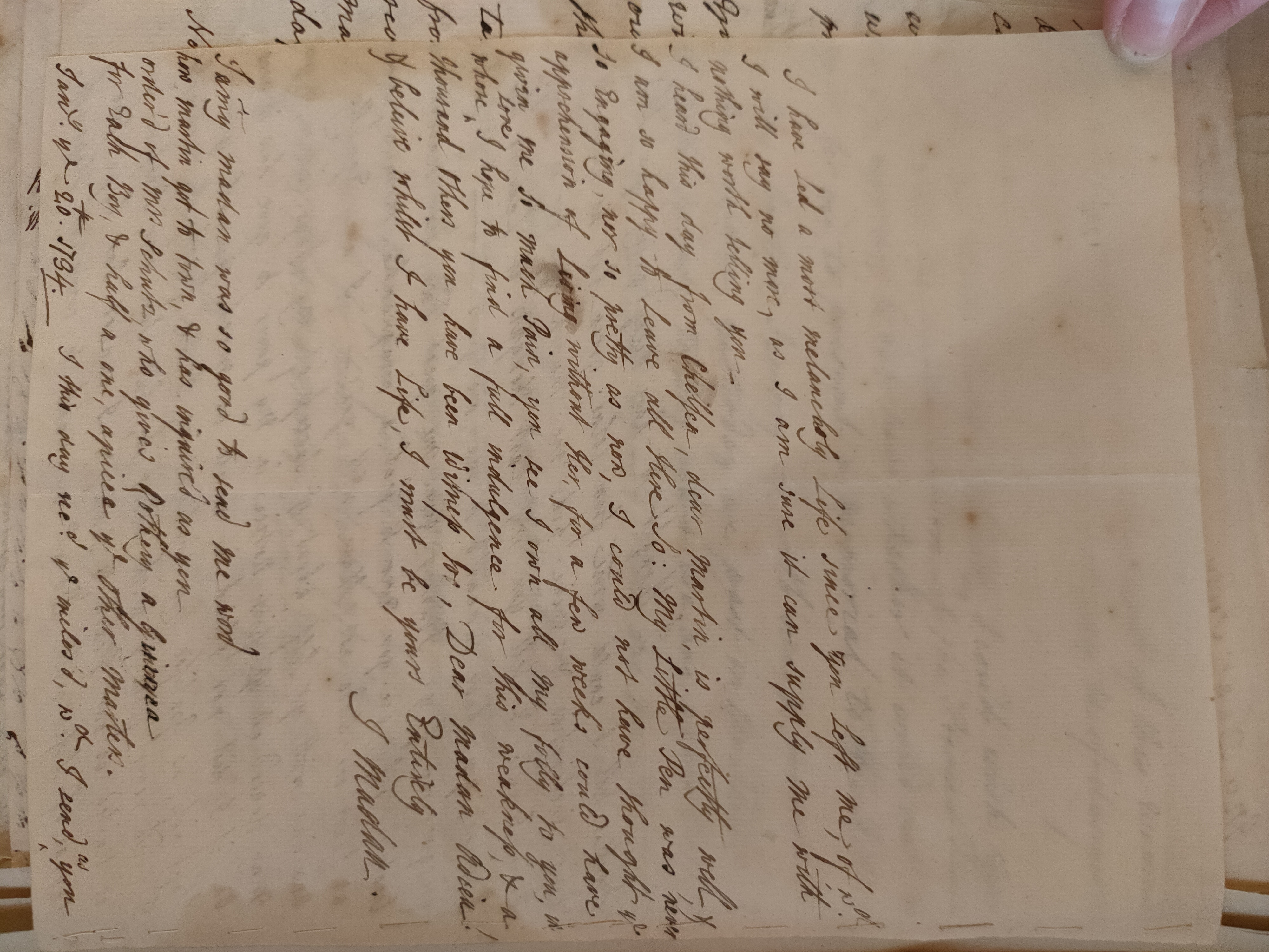 Image #2 of letter: Judith Madan to Martin Madan, 20 January 1734