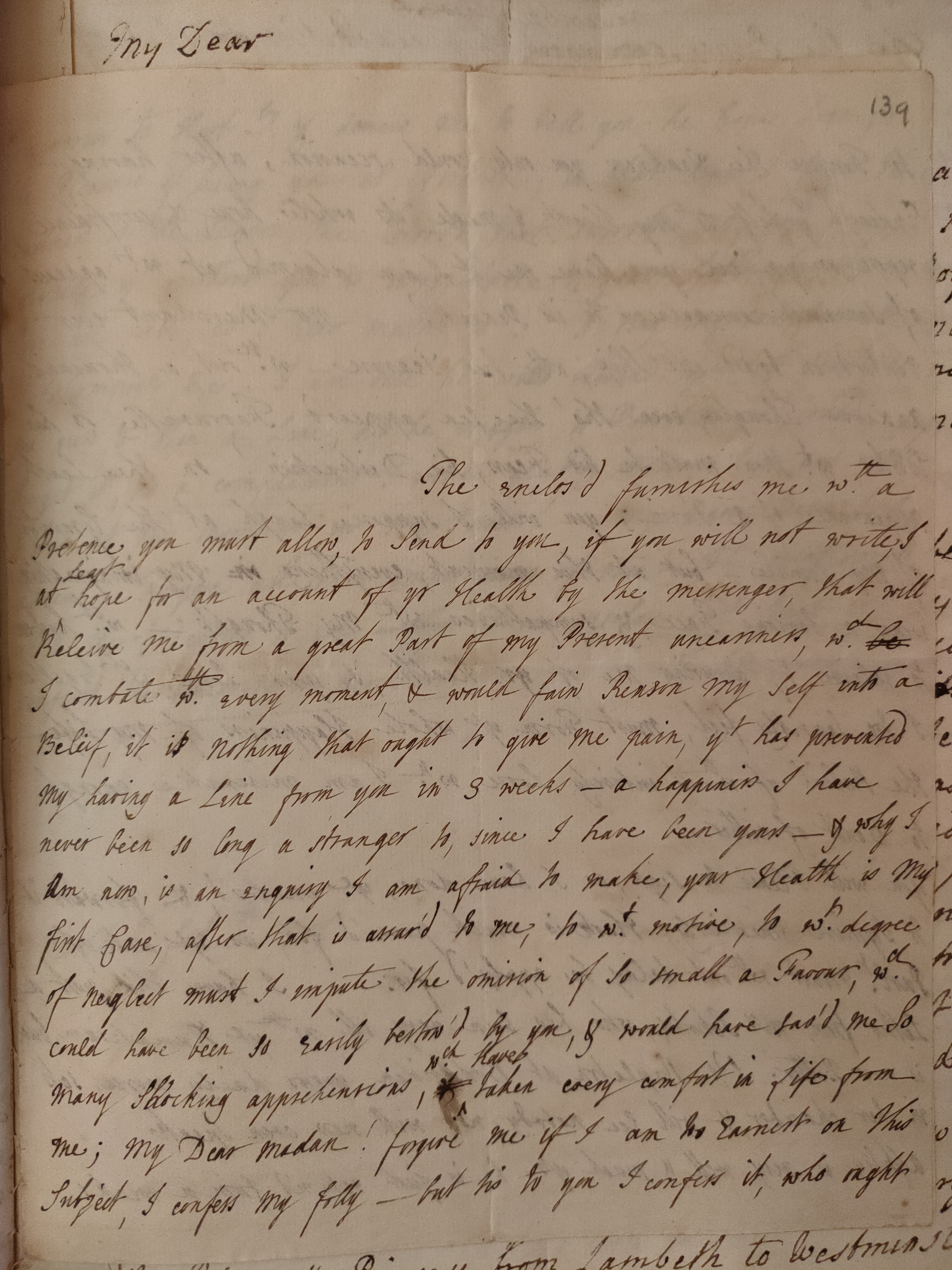 Image #1 of letter: Judith Madan to Martin Madan, 9 February 1735