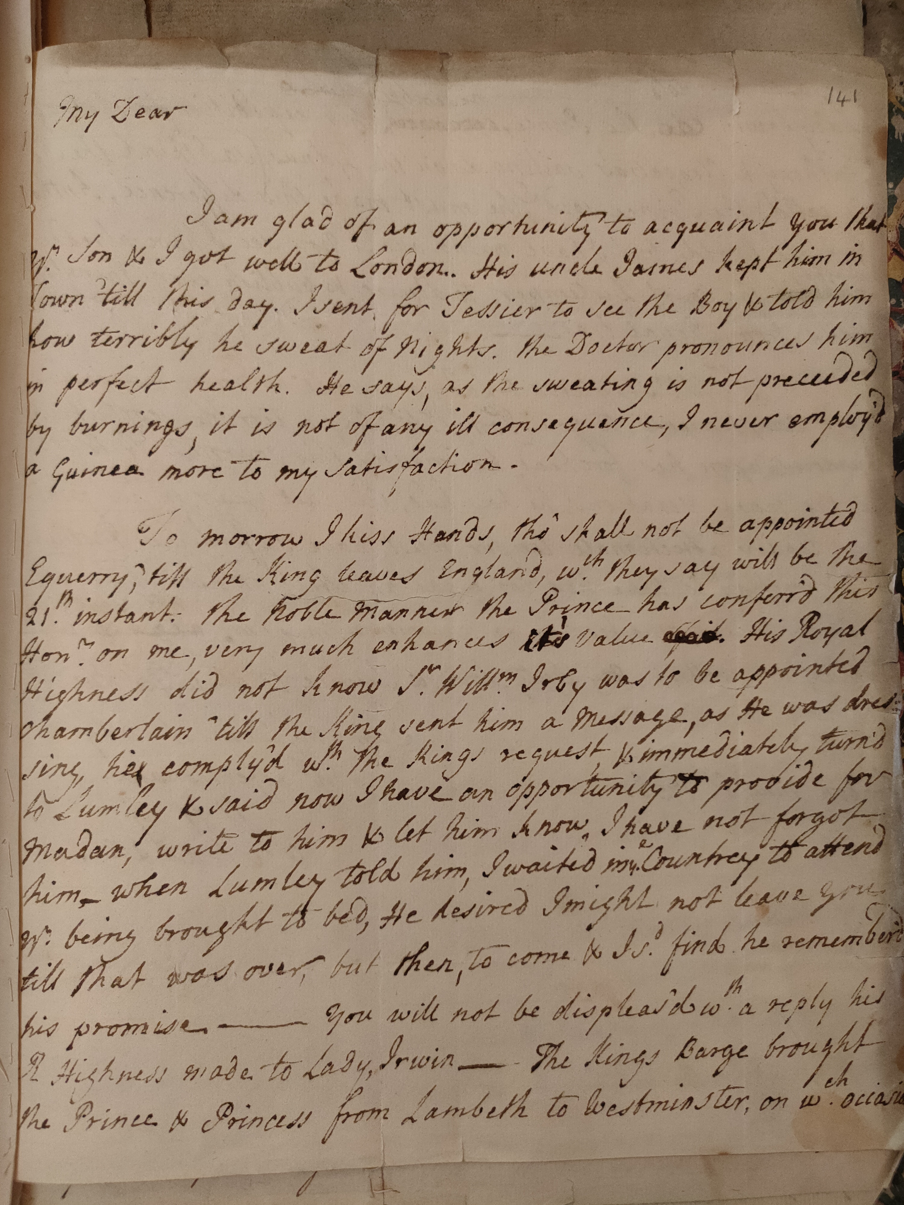 Image #1 of letter: Martin Madan to Judith Madan, 6 May 1736