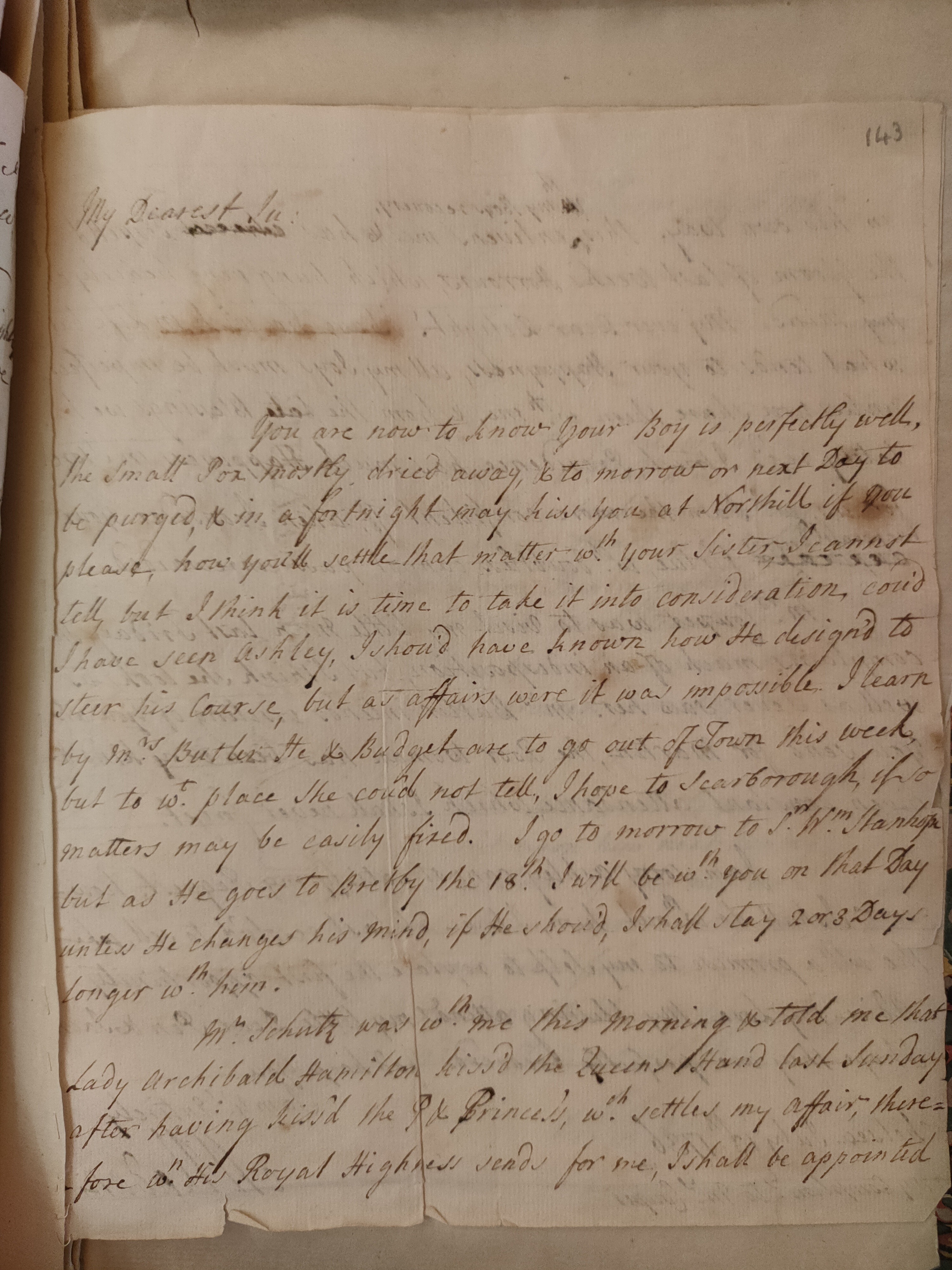 Image #1 of letter: Martin Madan to Judith Madan, 13 July 1736
