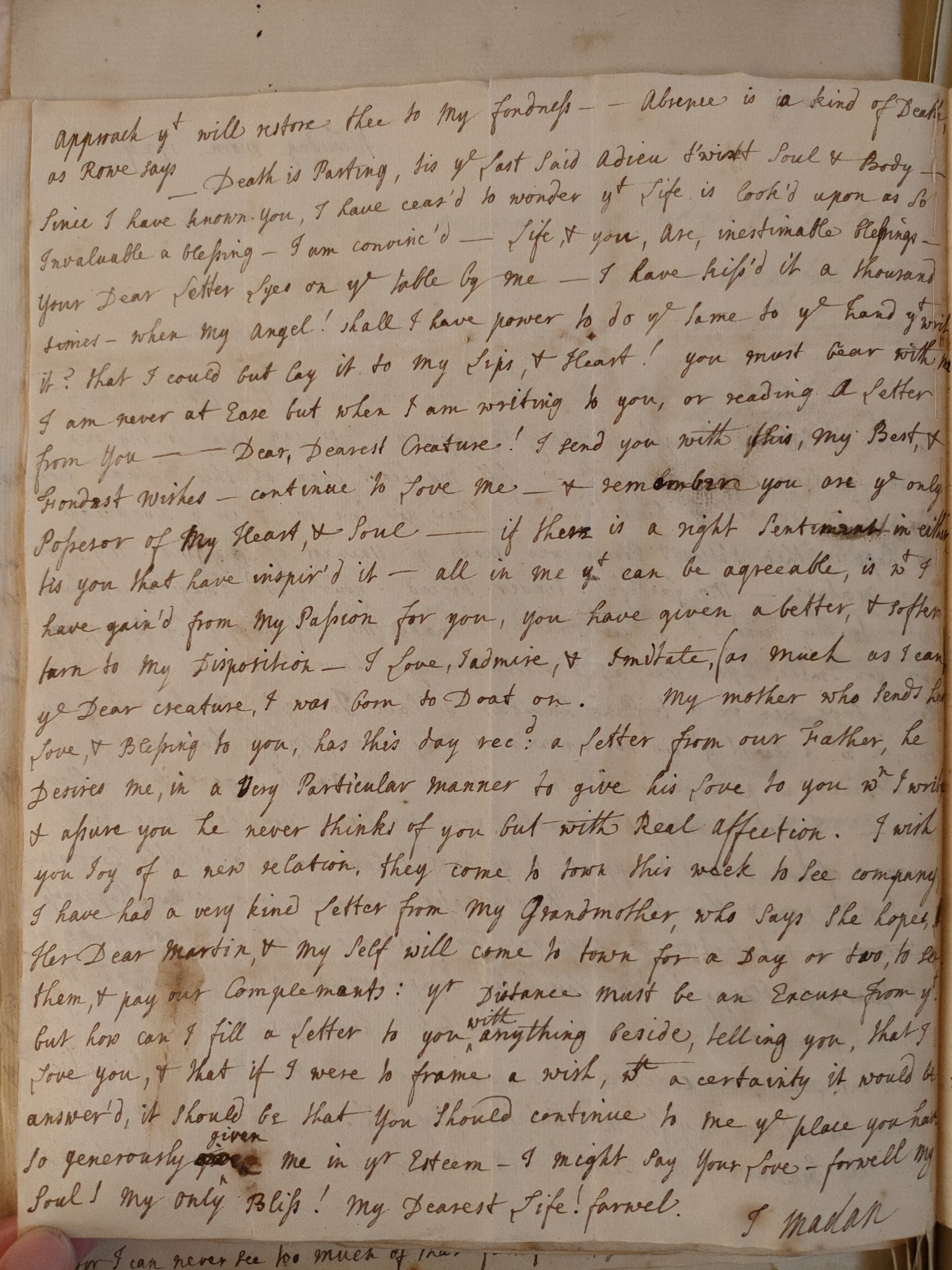 Image #2 of letter: Judith Madan to Martin Madan, 1724
