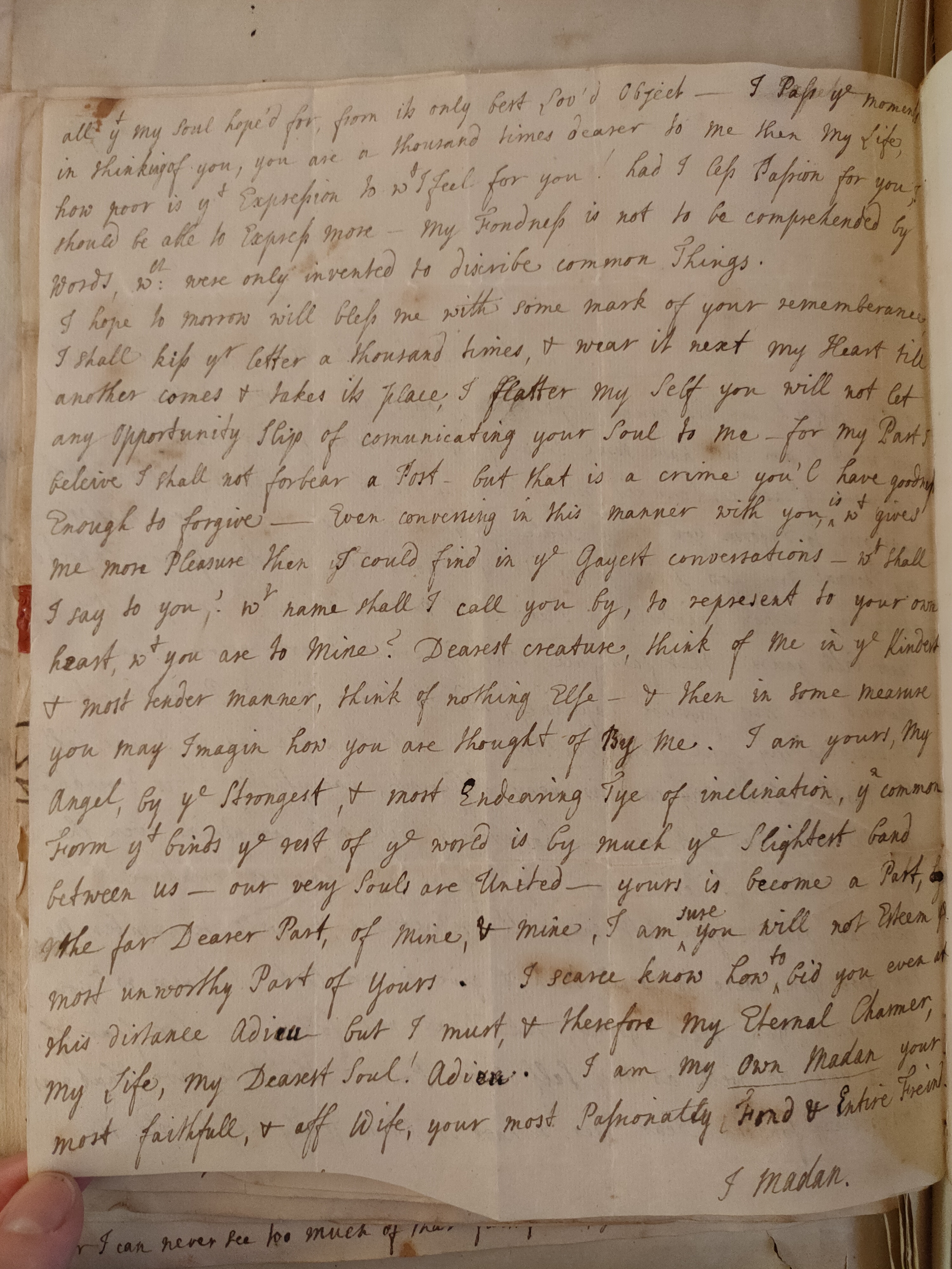 Image #2 of letter: Judith Madan to Martin Madan, 1724