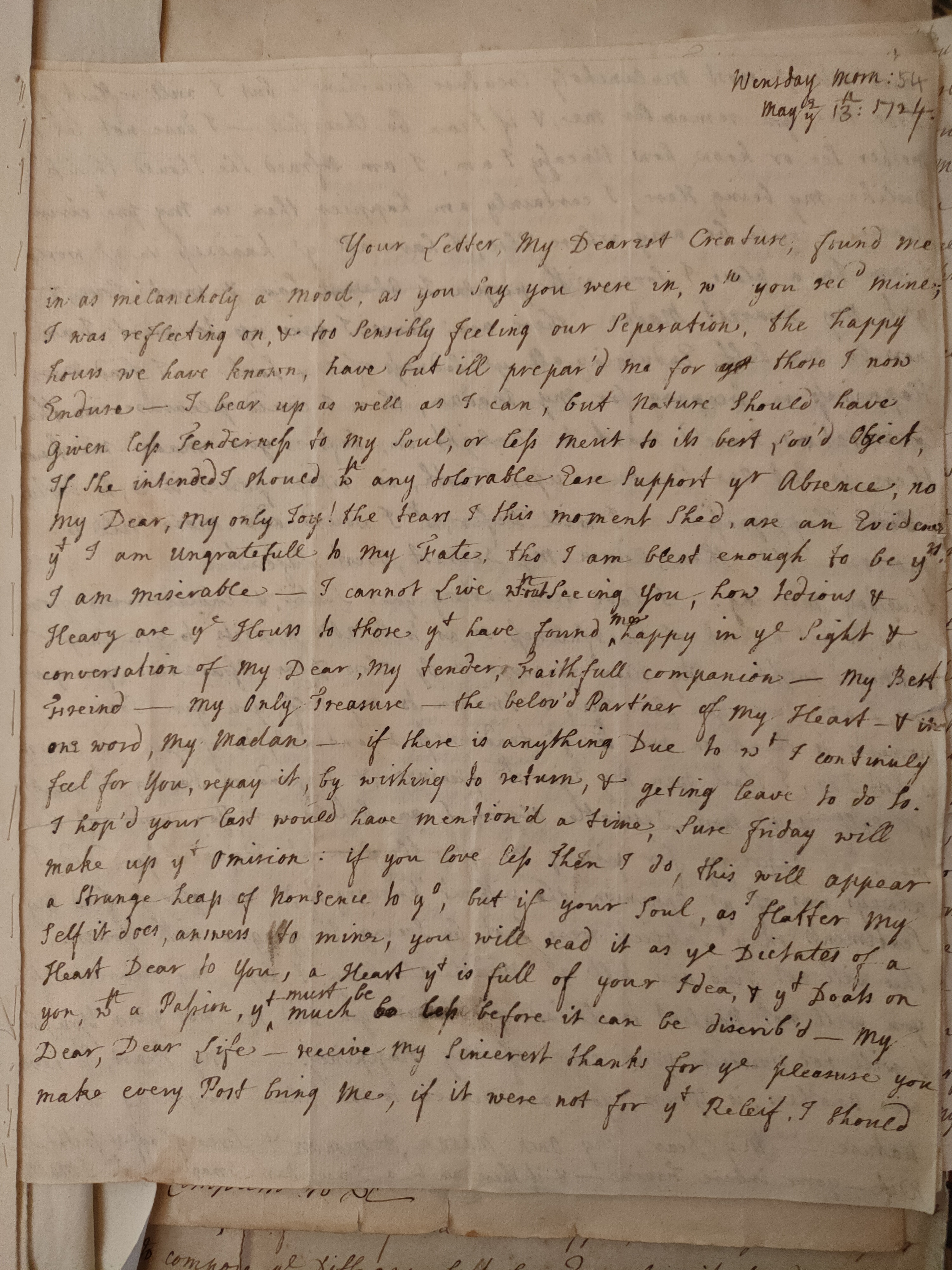 Image #1 of letter: Judith Madan to Martin Madan, 13 May 1724