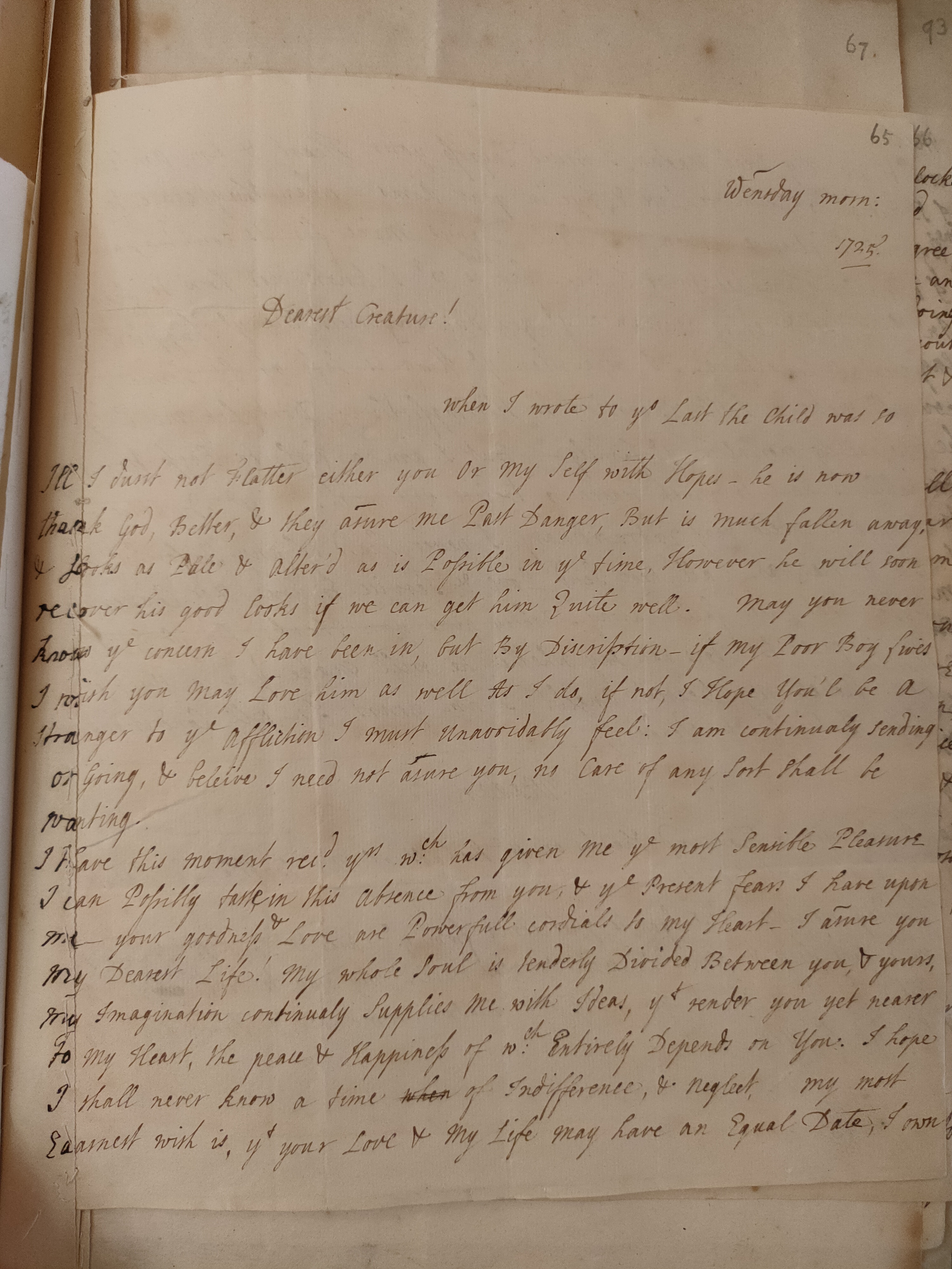 Image #1 of letter: Judith Madan to Martin Madan, ? 1725