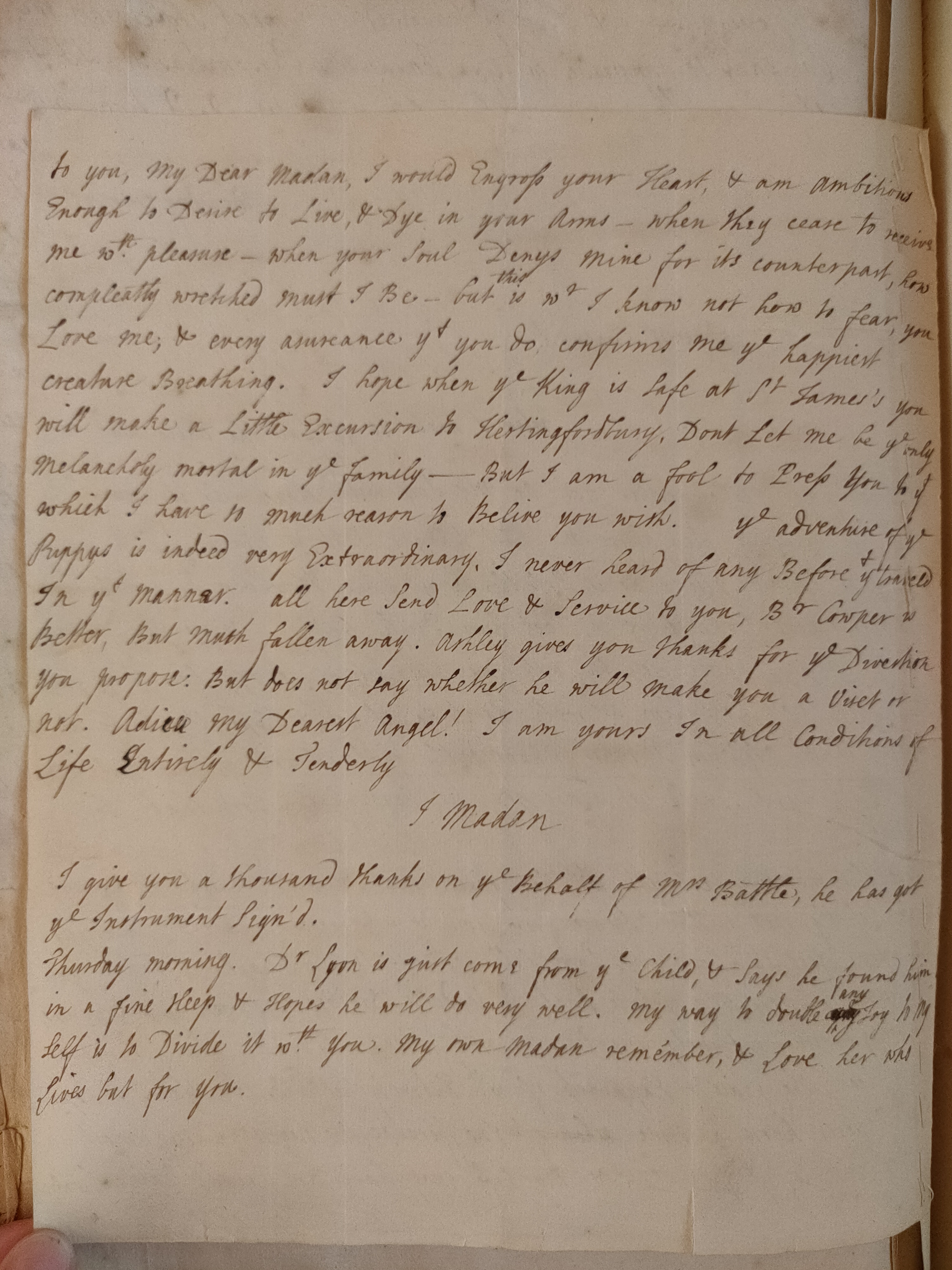 Image #2 of letter: Judith Madan to Martin Madan, ? 1725