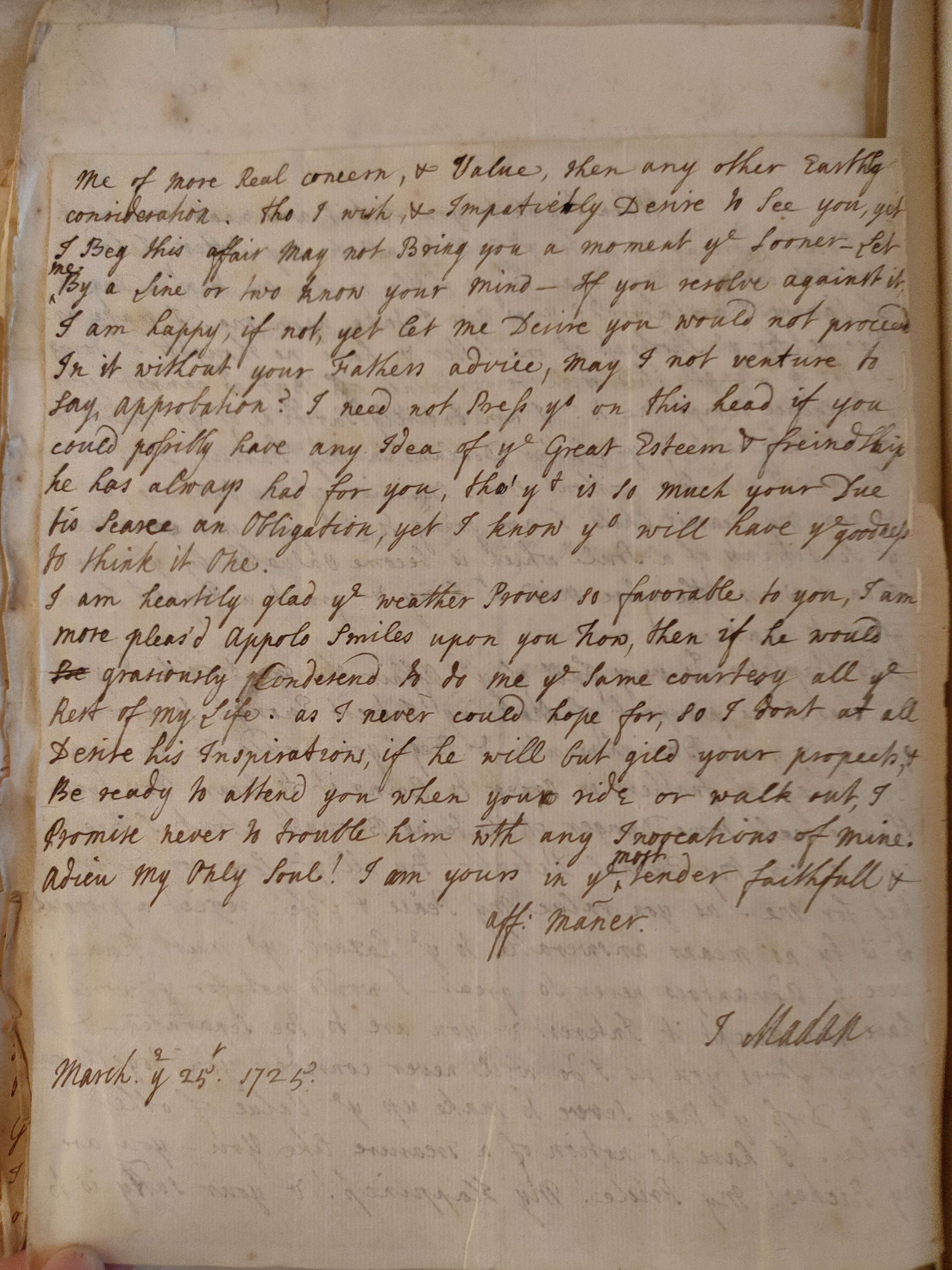 Image #2 of letter: Judith Madan to Martin Madan, 25 March 1725