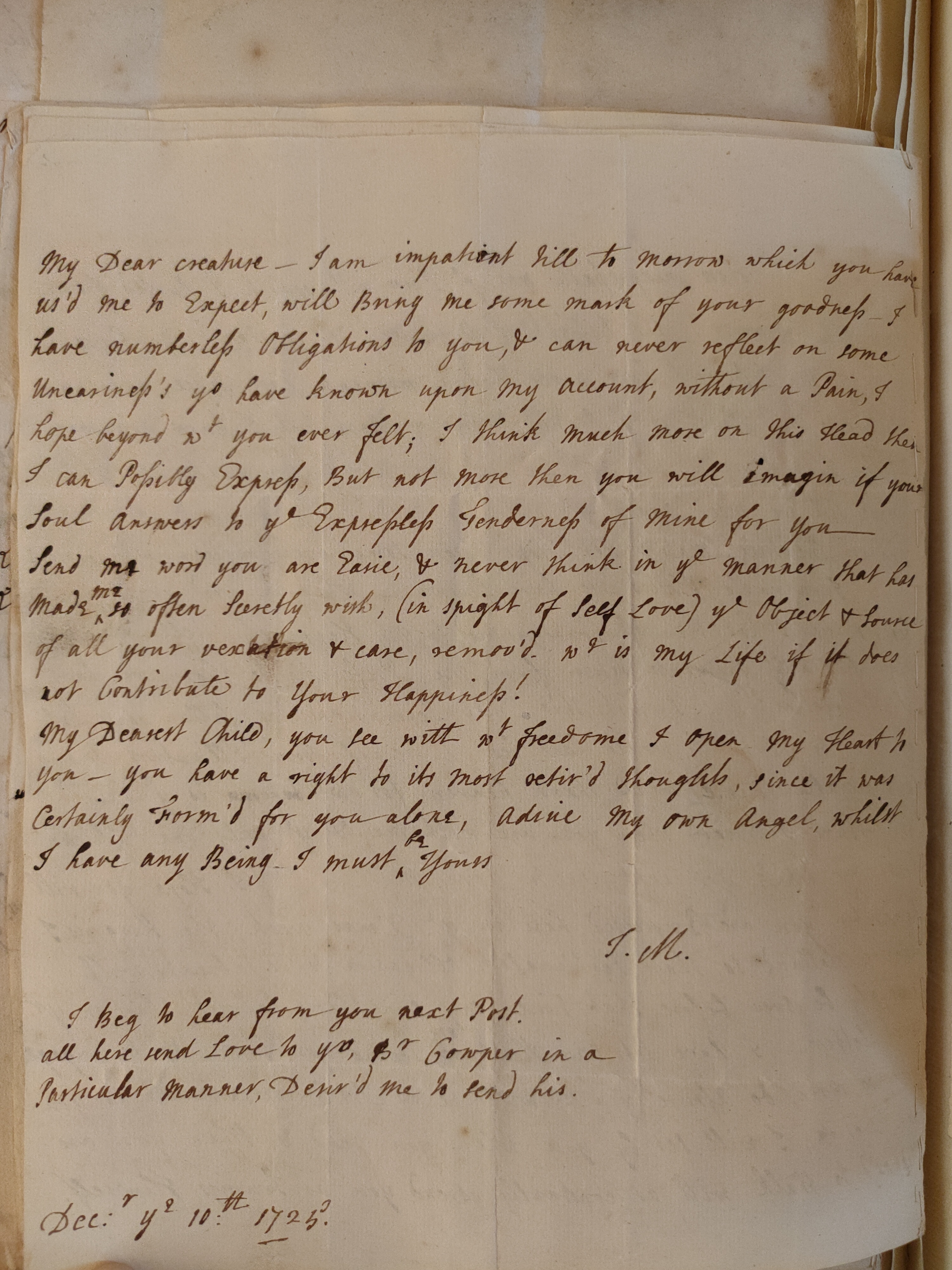 Image #2 of letter: Judith Madan to Martin Madan, 10 December 1725