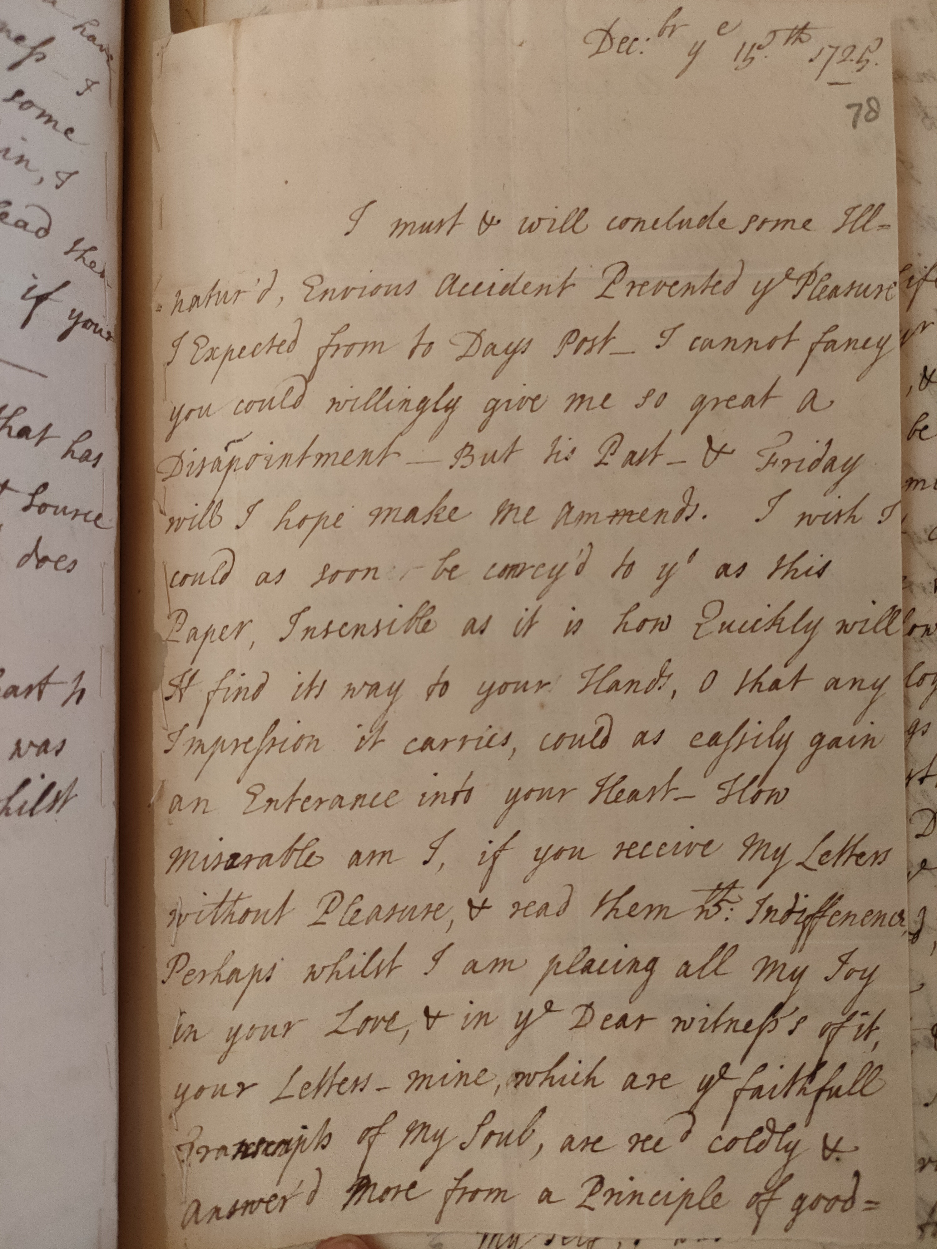 Image #1 of letter: Martin Madan to Judith Madan, 15 December 1725