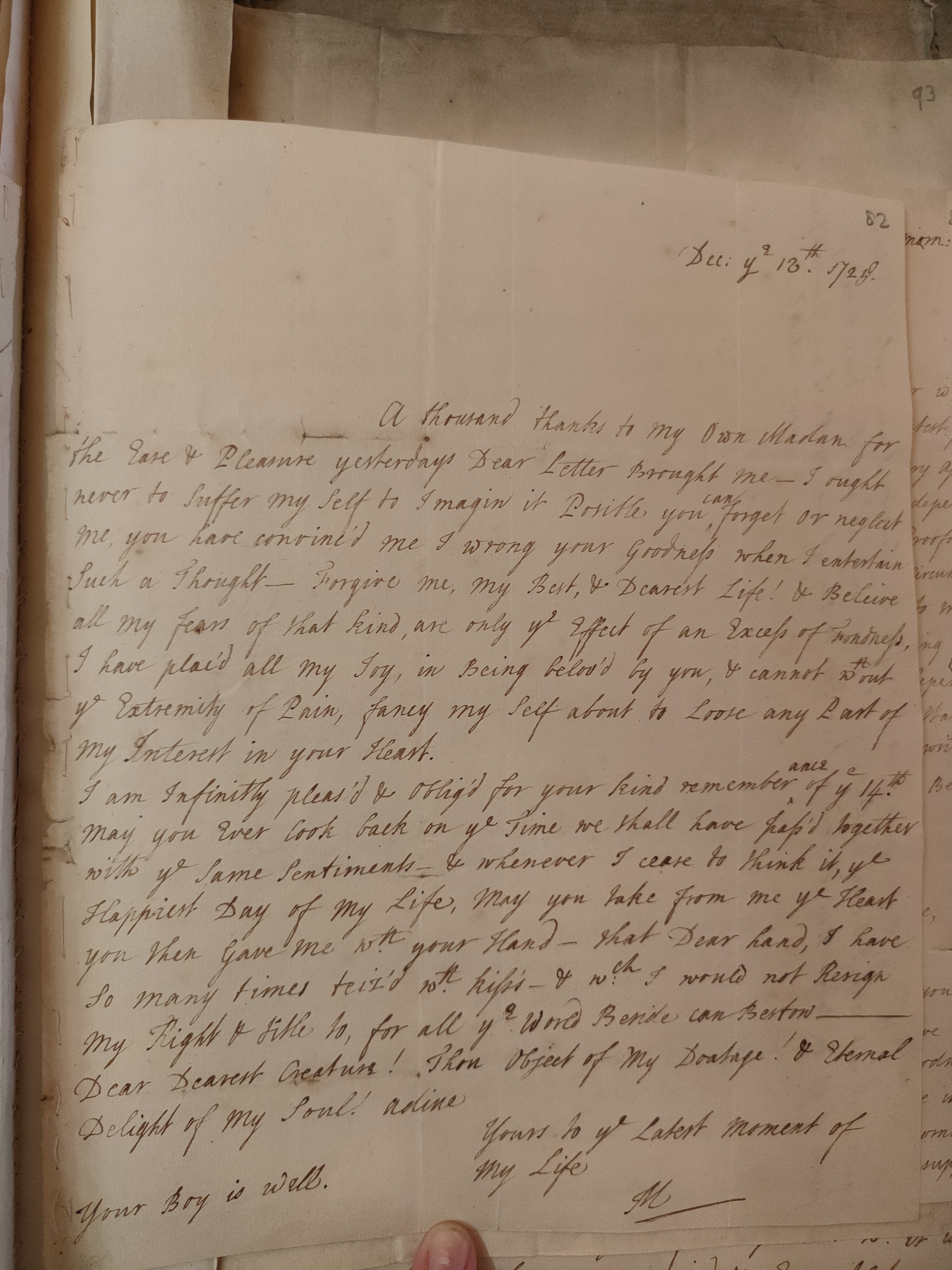 Image #1 of letter: Judith Madan to Martin Madan, 13 December 1725