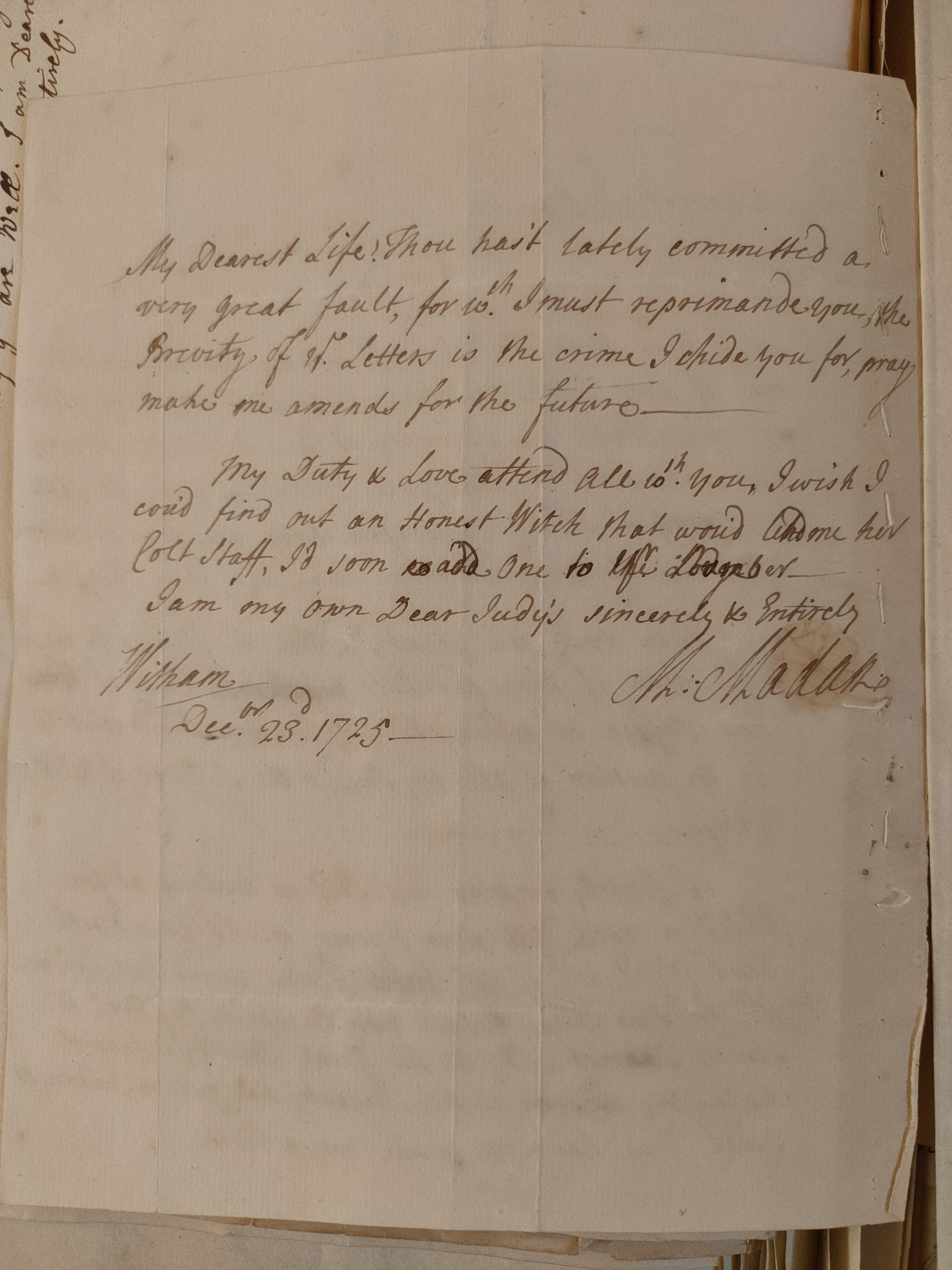 Image #2 of letter: Martin Madan to Judith Madan, 23 December 1725