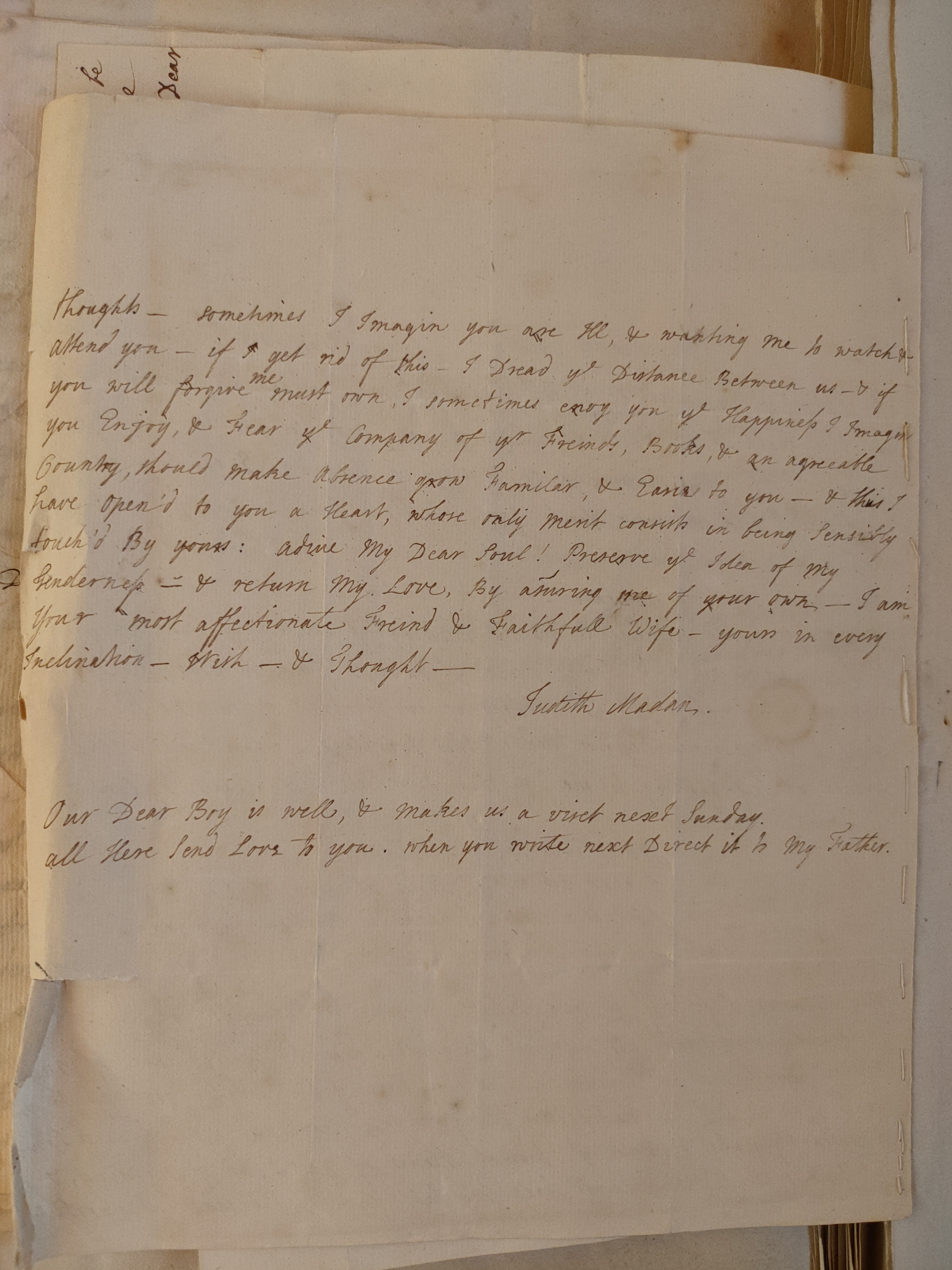 Image #2 of letter: Judith Madan to Martin Madan, 1725