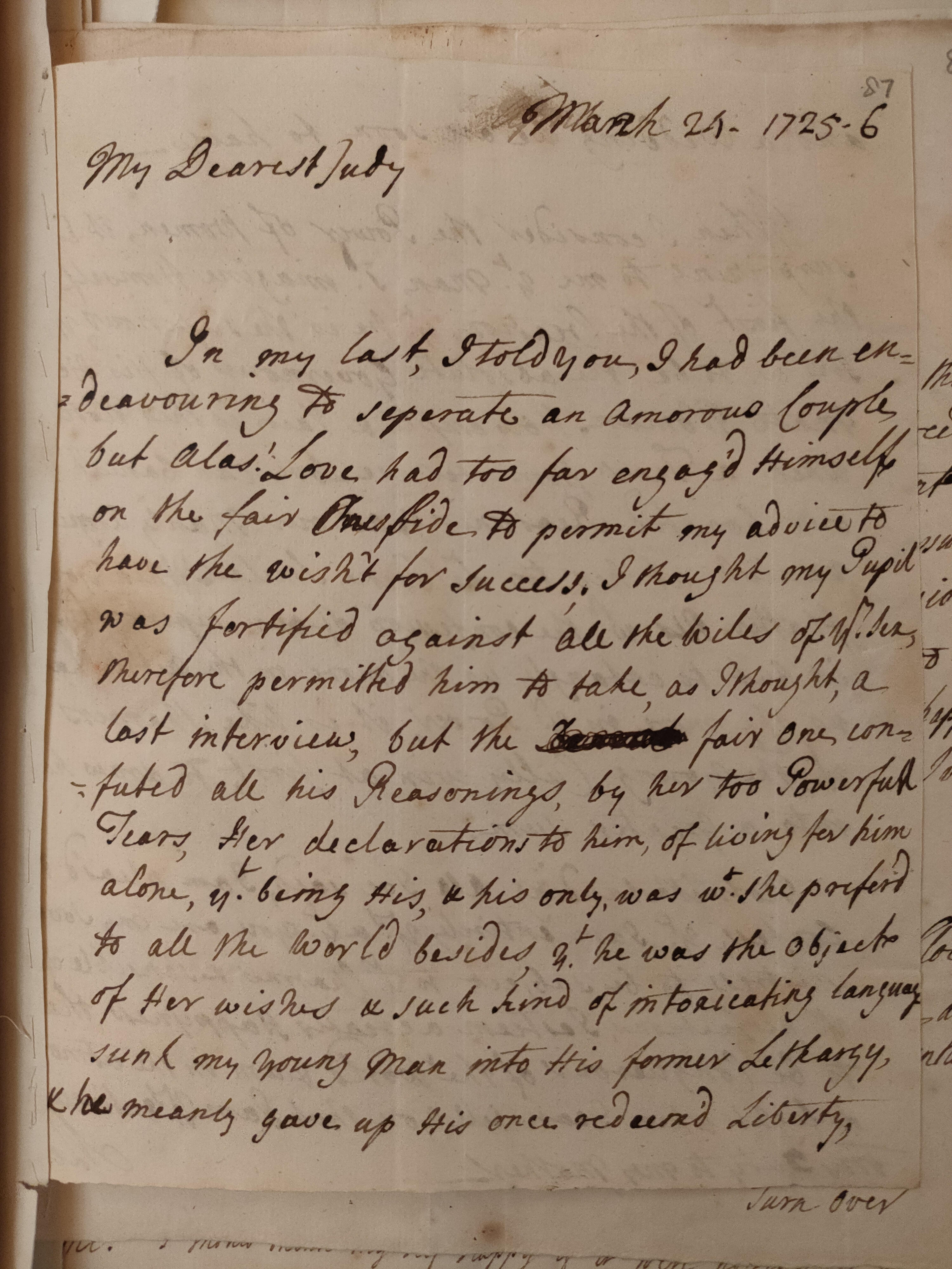 Image #1 of letter: Martin Madan to Judith Madan, 24 March 1726
