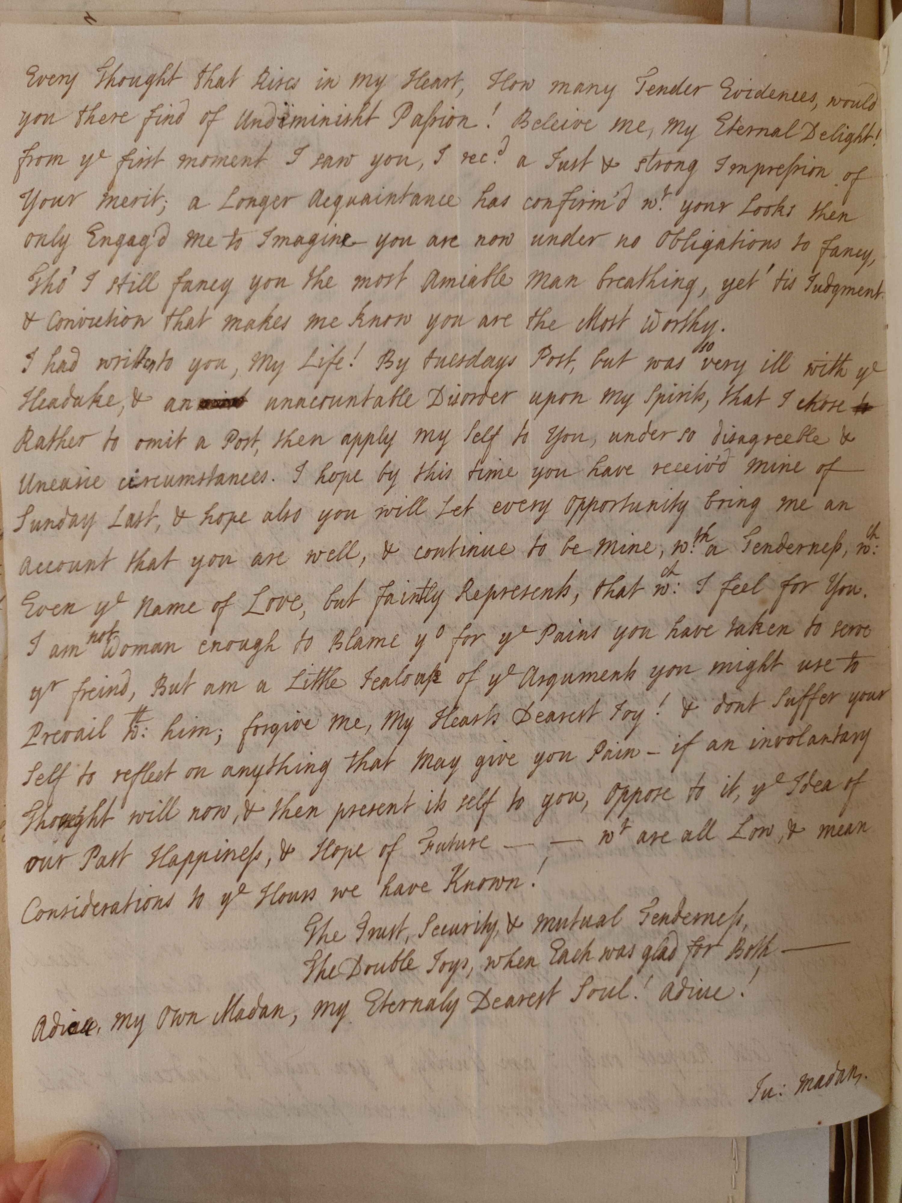 Image #2 of letter: Judith Madan to Martin Madan, 23 March 1726