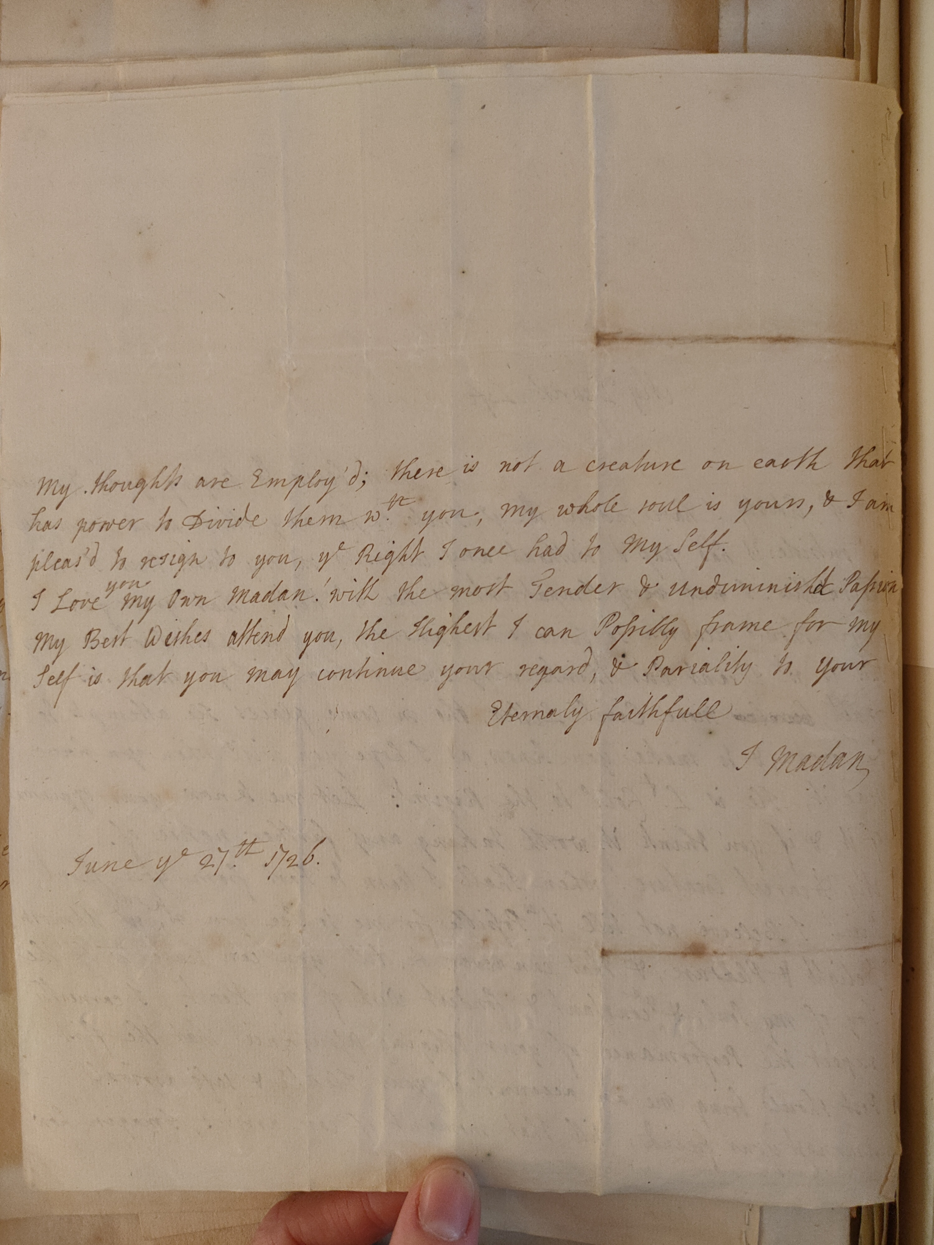 Image #2 of letter: Judith Madan to Martin Madan, 27 June 1726