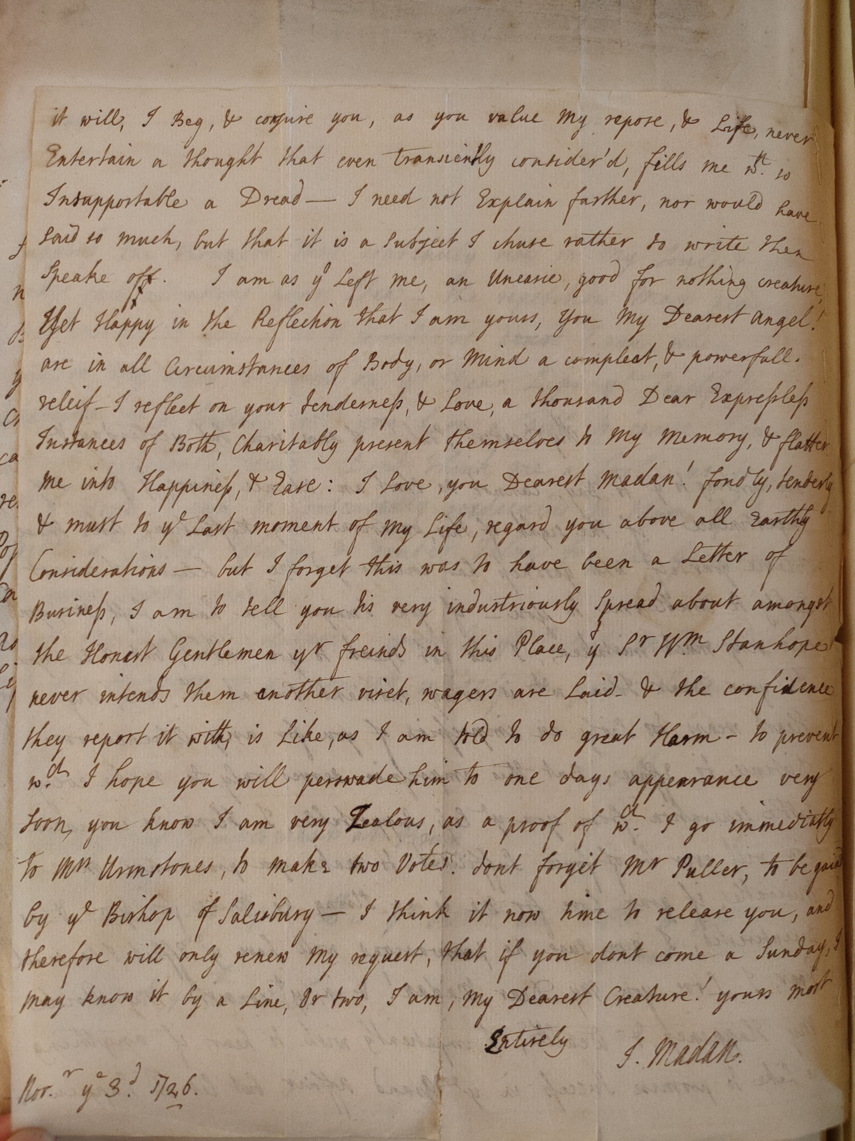 Image #2 of letter: Judith Madan to Martin Madan, 3 November 1726